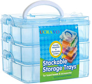UCRAVO 1 PCS organizer storage box, 18 Grid Square Storage Box, toy organisers storage box, transparent box, 3-layer Jewelry Accessories Toy Finishing Box, Multi-purpose Storage Container(BLUE)
