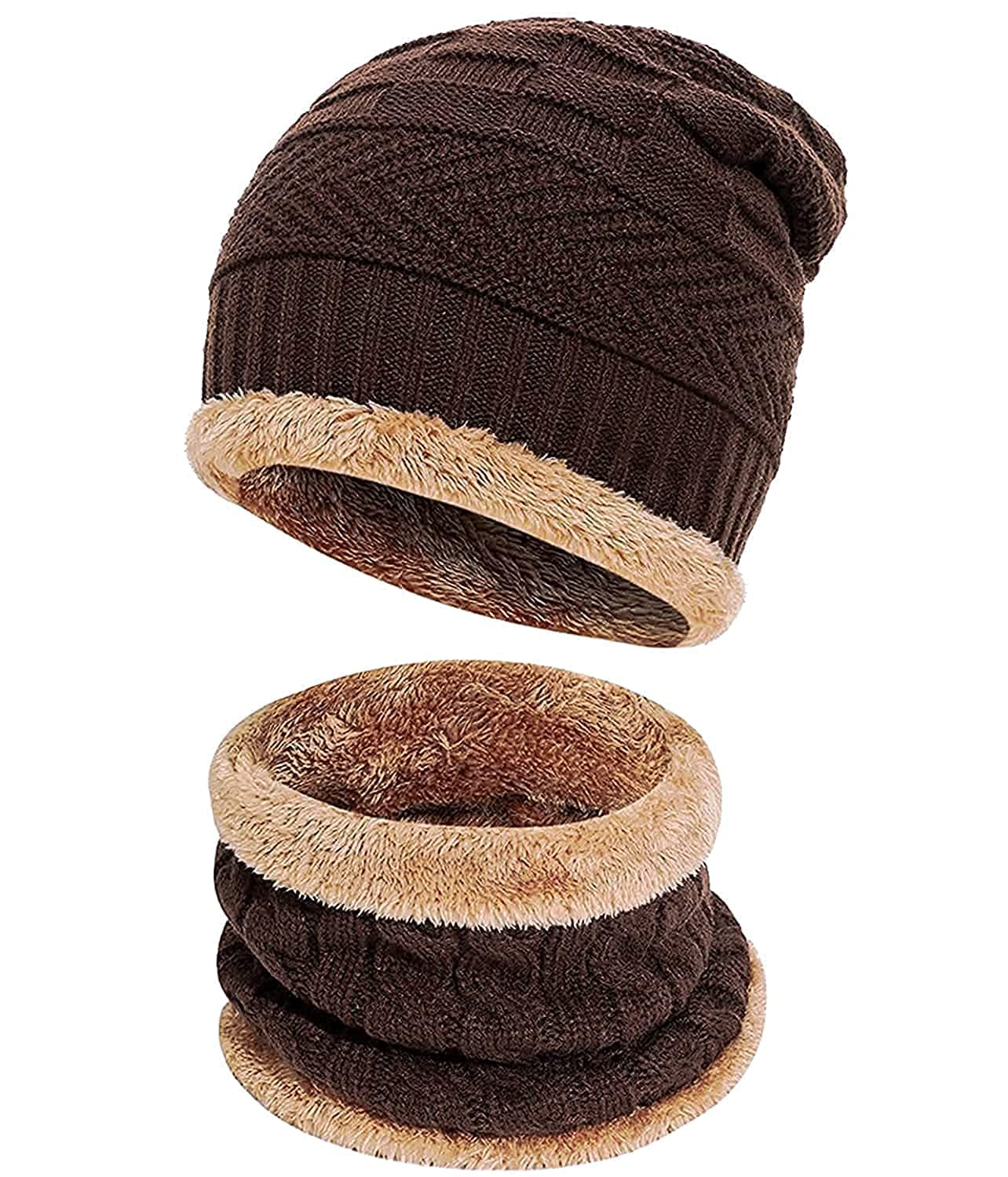 UCRAVO Unisex Wool Winter Casual Style Cap For Men Hats For Men Women-Garam Neck Warmer Winter Hat Scarf Set Fleece Lined Cap With Pom, Black Knit Beanie Stocking Stuffers Topaa, Blue,Silver, Onesize