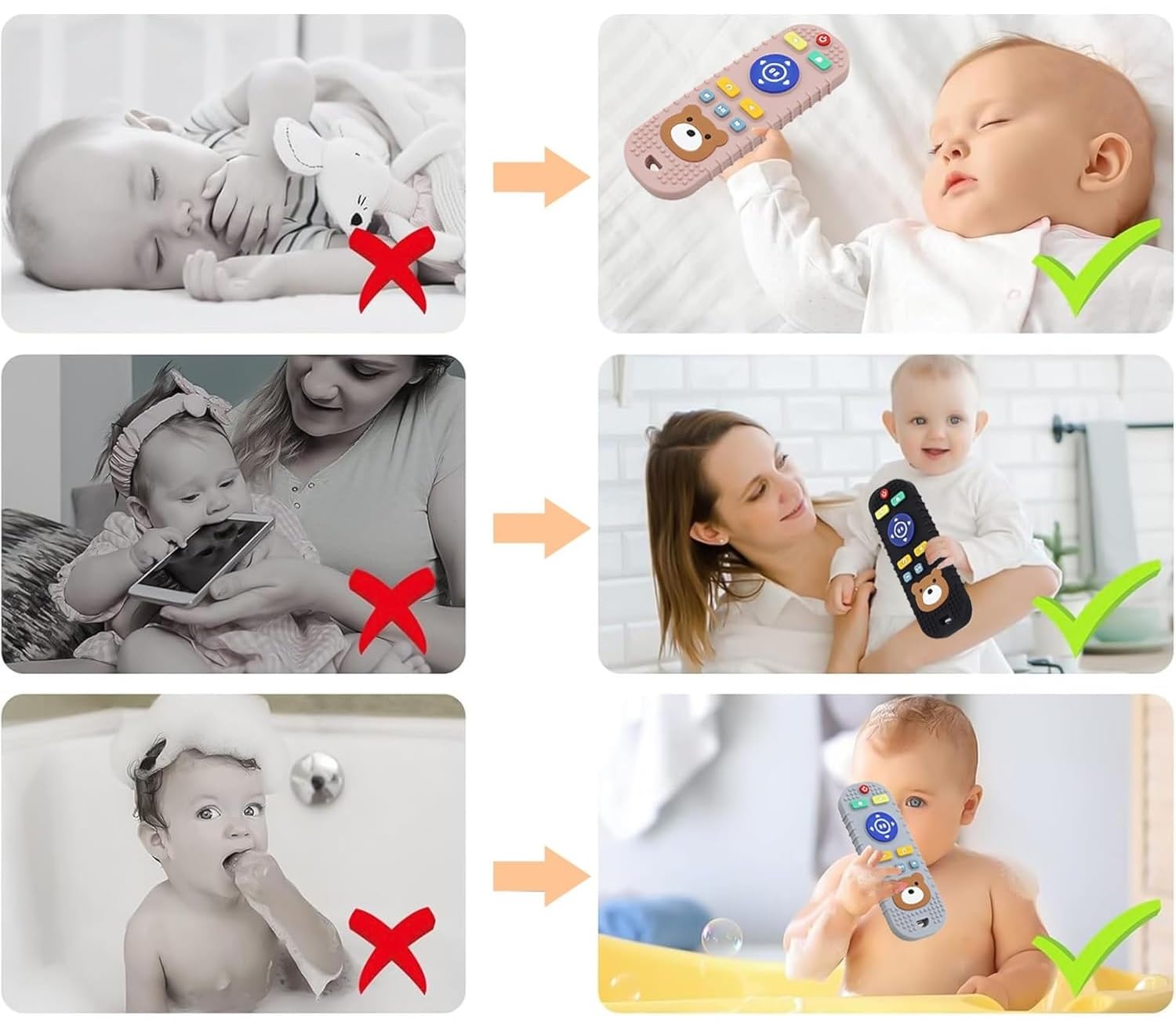 UCRAVO Silicone Remote Teether for Babies – Teething Toy for 3+ Months & 6-12 Months Baby | Safe BPA-Free Helps Infant Biting Toy | Remote Control Shaped Teether for Toddlers,Activity Toys | Black