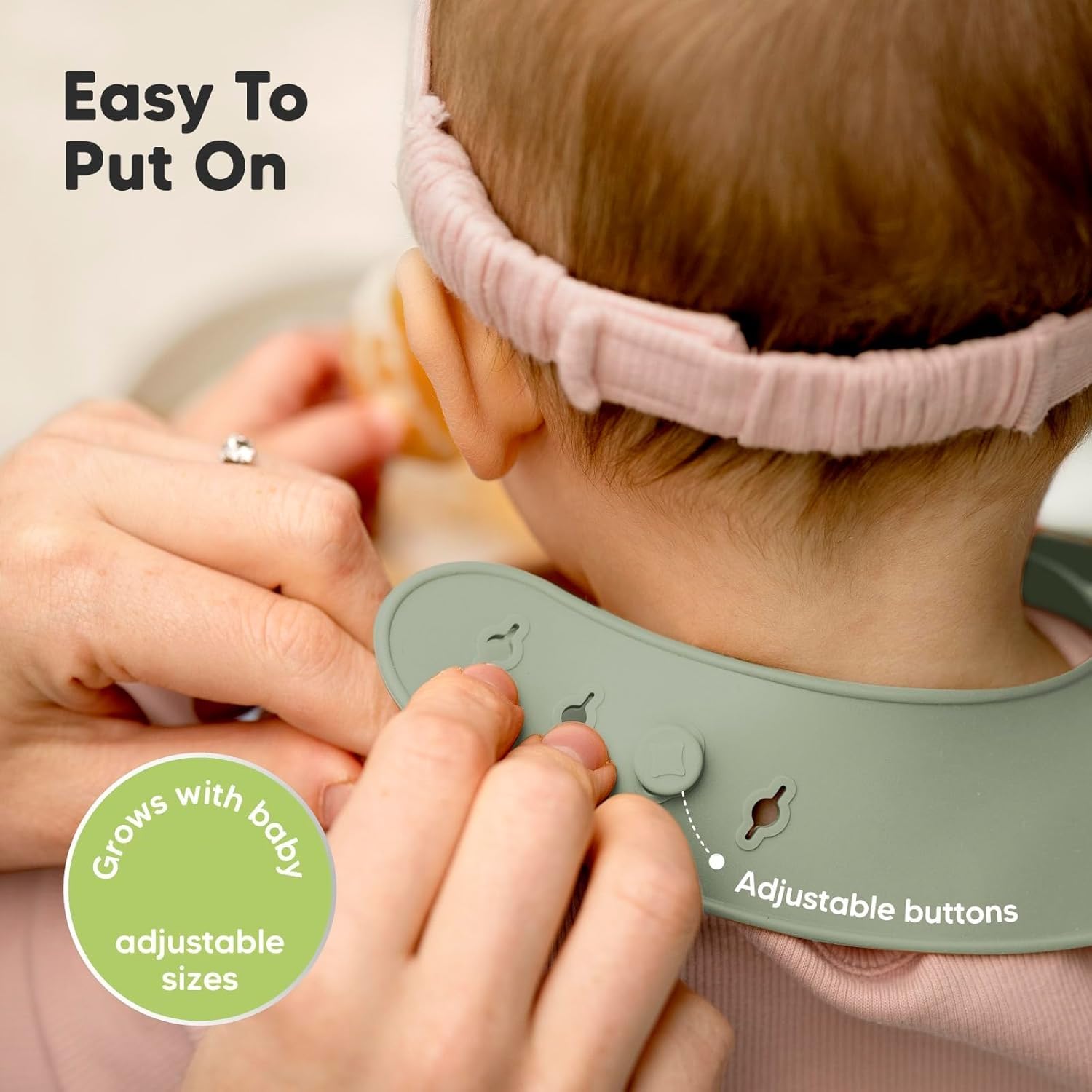 UCRAVO Silicone Baby Feeding Bib with Food Catcher Pocket – Waterproof & Adjustable Toddler Bib – Soft BPA Free Silicone – Dishwasher Safe – Reusable Weaning Bib for Babies & Toddlers (Green)