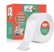 UCRAVO Gen.2 Extra Heavy Duty Double Sided Grid Grip Tape 3 Meter Reusable Multipurpose Adhesive Strip |Transparent, Removable, Washable, Traceless Wall Mounting Tape Strong Sticky Silicone Grip Tape