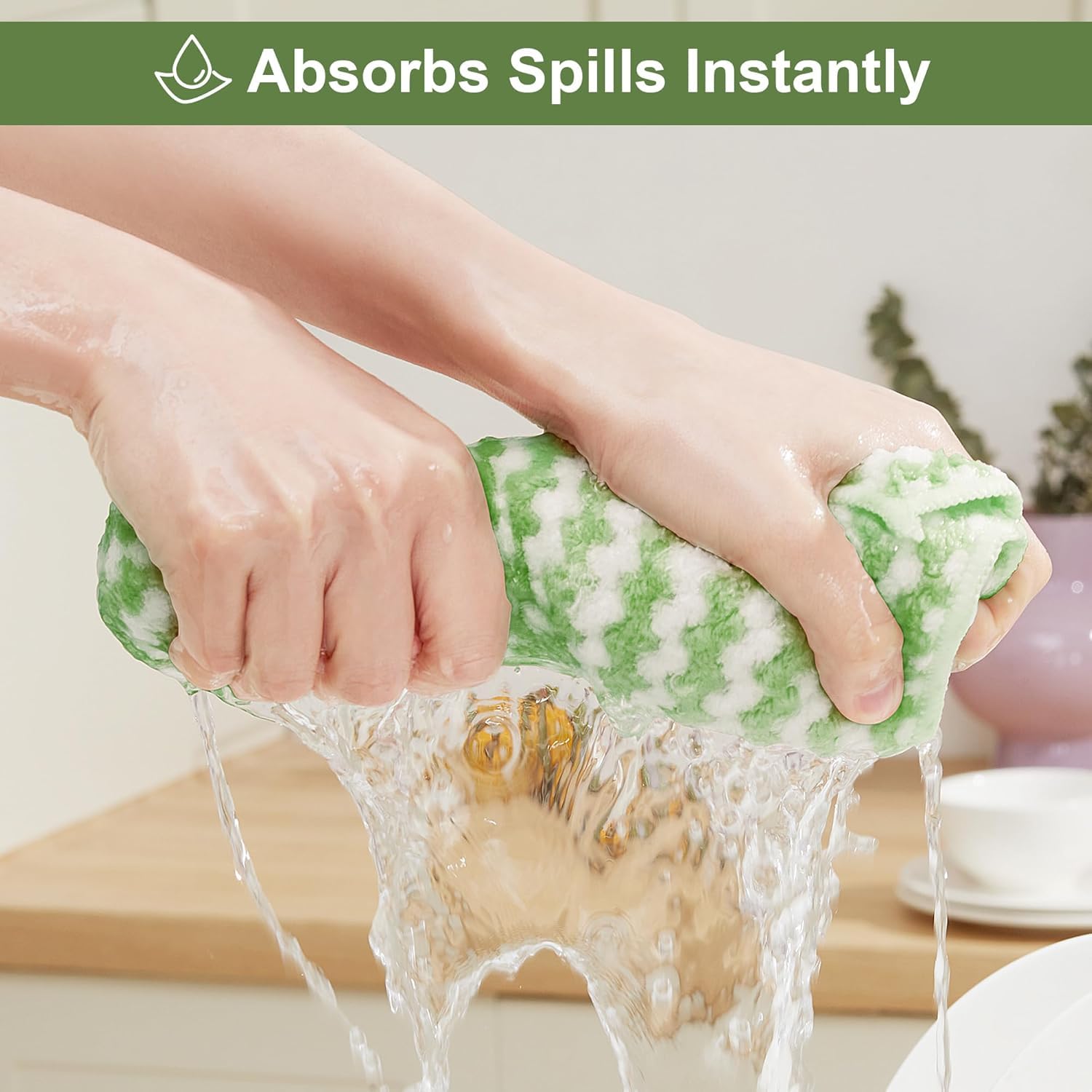 UCRAVO 3pcs Kitchen Cleaning Napkin, Super Absorbent Dishwashing Cloth, Soft Durable Dish Drying Towels for Kitchen, Countertop Wiping, Stain Removal, Multi-Purpose Reusable Kitchen Cleaning Cloth Set