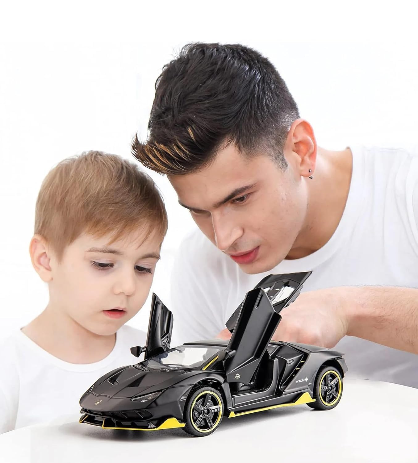 UCRAVO Die-Cast Metal Car 1:32 Scale Pull Back Toy Car with Openable Doors & LED Lights,Alloy Sports Car Model, Miniature Collectible Vehicle for Boys & Girls 3 4 5 6 7 8 Years Old Diecast Lamborgini