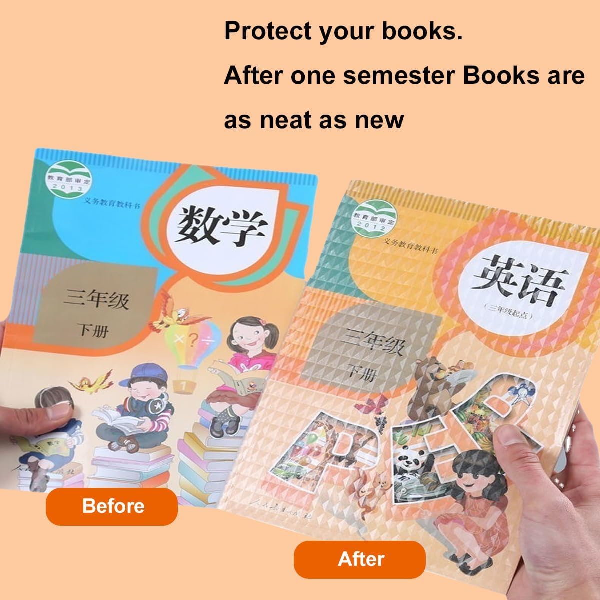 UCRAVO 30pcs Book Covers Waterproof Plastic Transparent Paper Sticker Book Cover for Textbooks Biding Cover Protective Thick Sticky Cover for Students School Office Self-Adhesive (3 Different Size)