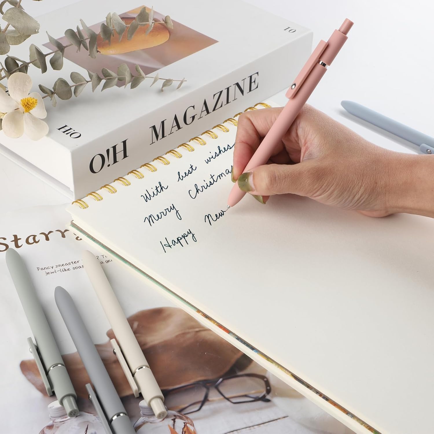 UCRAVO Gel Ink Pen Set of 5 |Ultra Smooth Writing Gel Pens with Soft Grip for Long Writing | Aesthetic Pastel Pens for Students, School, College, Office, Journaling,Notes,Exams, Sketching & Daily Use