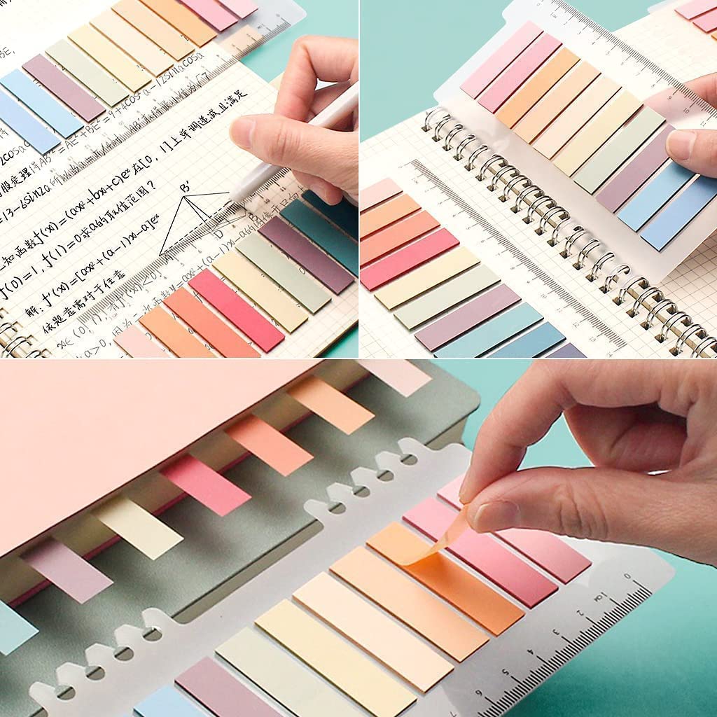 UCRAVO Sticky Tabs Transparent Sticky Notes Writable and Multifunctional Tabs with Ruler Reminder Tabs for Page Markers or Book Reading Notes Sorting Files,Self-Stick Notes (2)