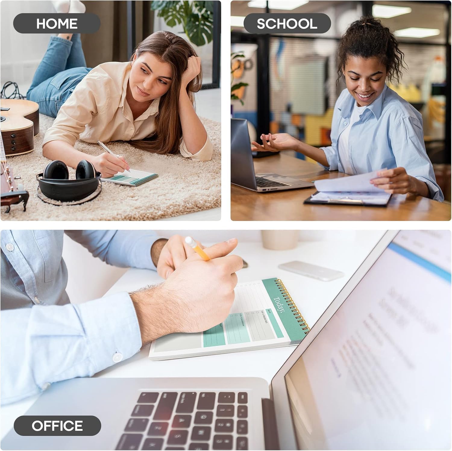 UCRAVO Daily To-Do List Notepad Planner Pad with Spiral Binding, Task Checklist, Priority Planners, Reminder & Notes Section | Productivity Desk Organizer Notebook for Office Supplies, Study Planners