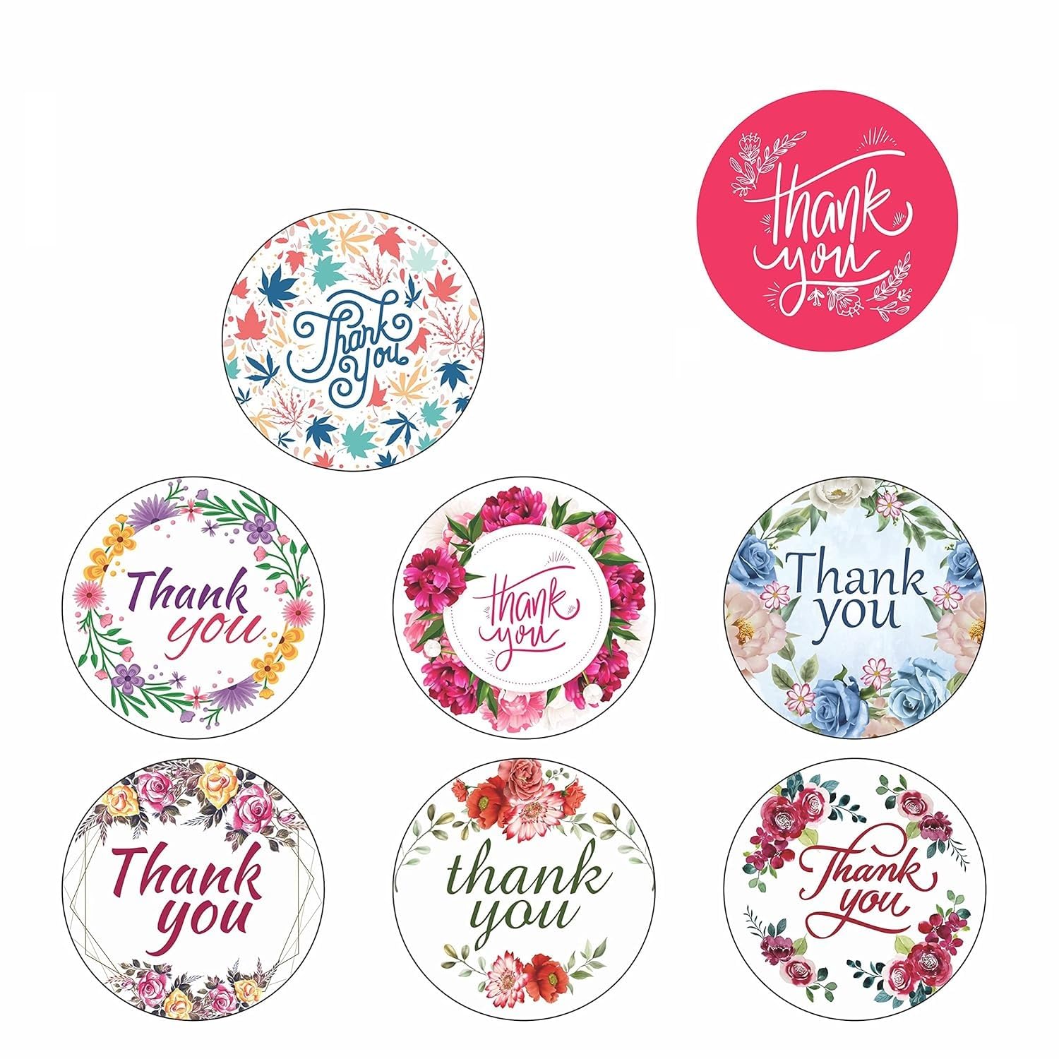 Thank You Stickers Roll | 500 Pieces self-Adhesive Round Multi Designs Thank You Sticker for Box Gift Customized Packing and Business Vegetable Salad Sealed Packaging Label Sticker roll