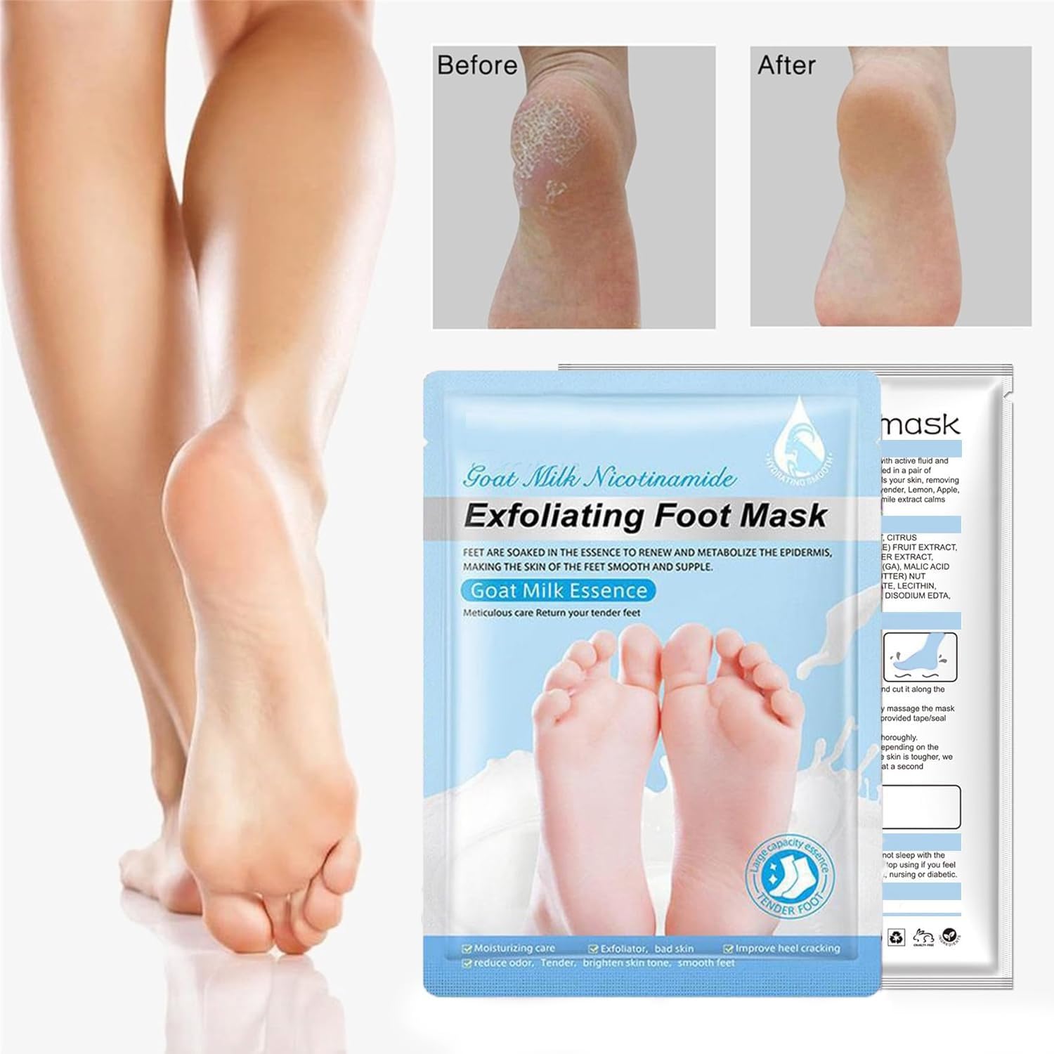 UCRAVO Foot Peeling Mask Purple for Dead Skin Removal, Exfoliating Foot Peel Mask Socks for Cracked Heels, Callus Remover, Hard Skin Repair, Baby Soft Smooth Feet Spa Treatment for Men & Women (1Pair)