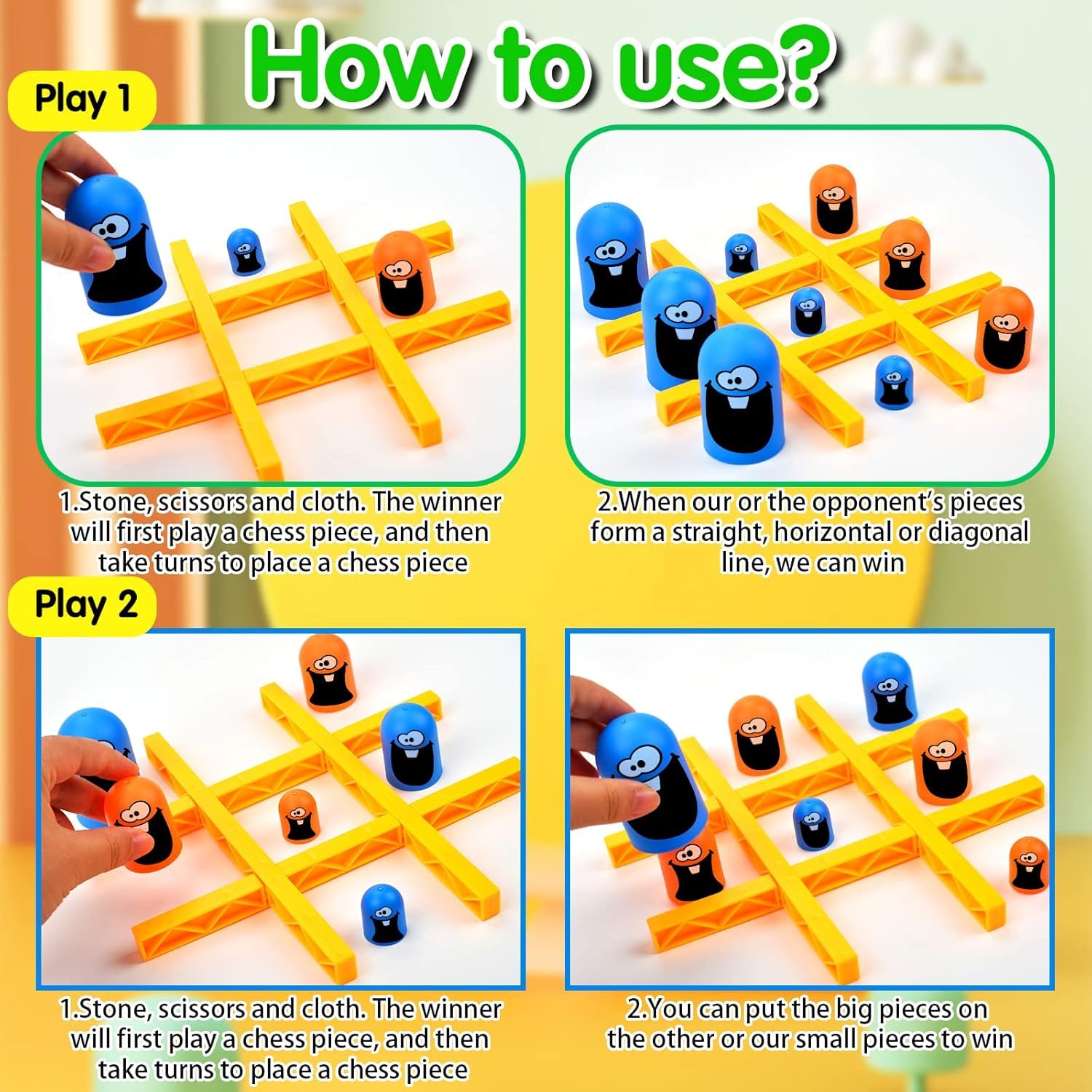 UCRAVO 3D Gobble Game Tic Tac Toe Game,Gobblet Gobbler Strategy Board Game,Head-to-Head Brain Game,Family Games,Easter Party Activities,Party Favors for Kids 3+ Age,Learning Toy for Kids & Families