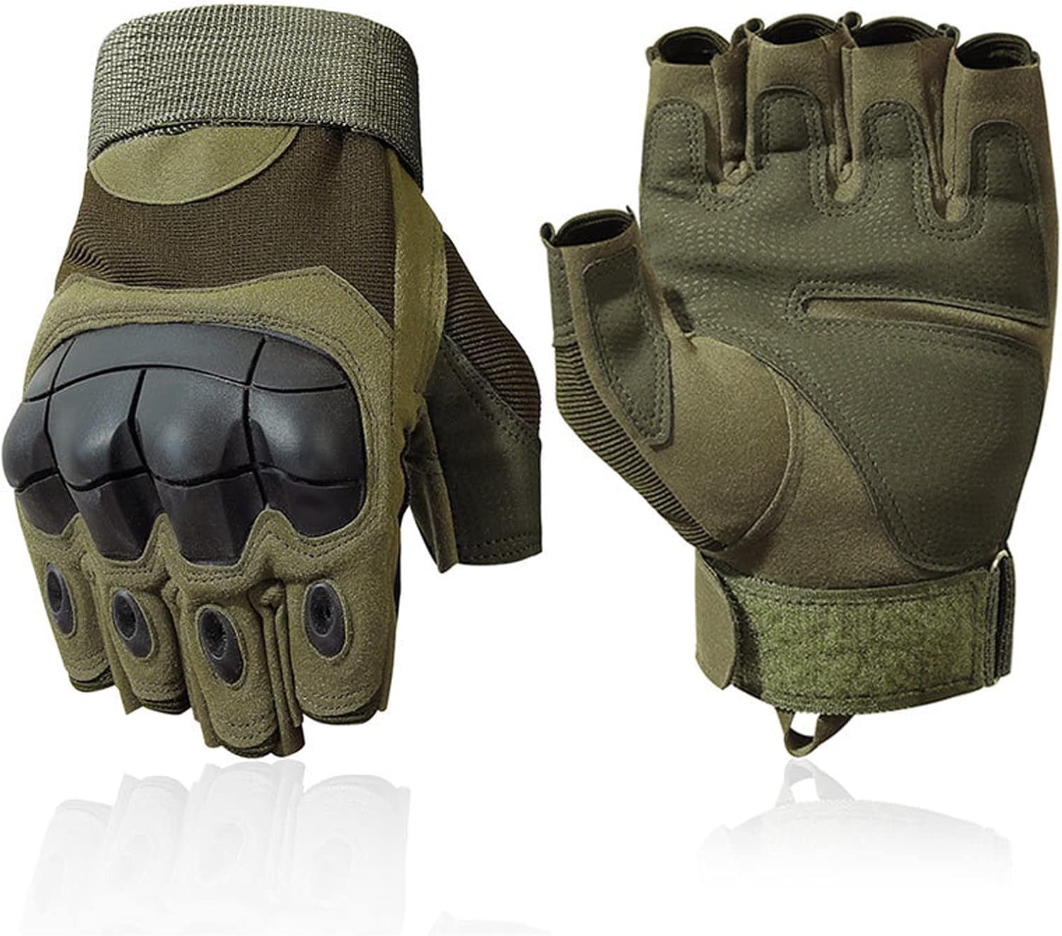 UCRAVO Motorcycle Riding Gloves for Men with Rubber Knuckle Protection Tactical Half Finger Anti-Slip Bike Gloves for Motorbike Riding, Cycling,Scooter,Touring,Racing,Off-Road & Summer Riding