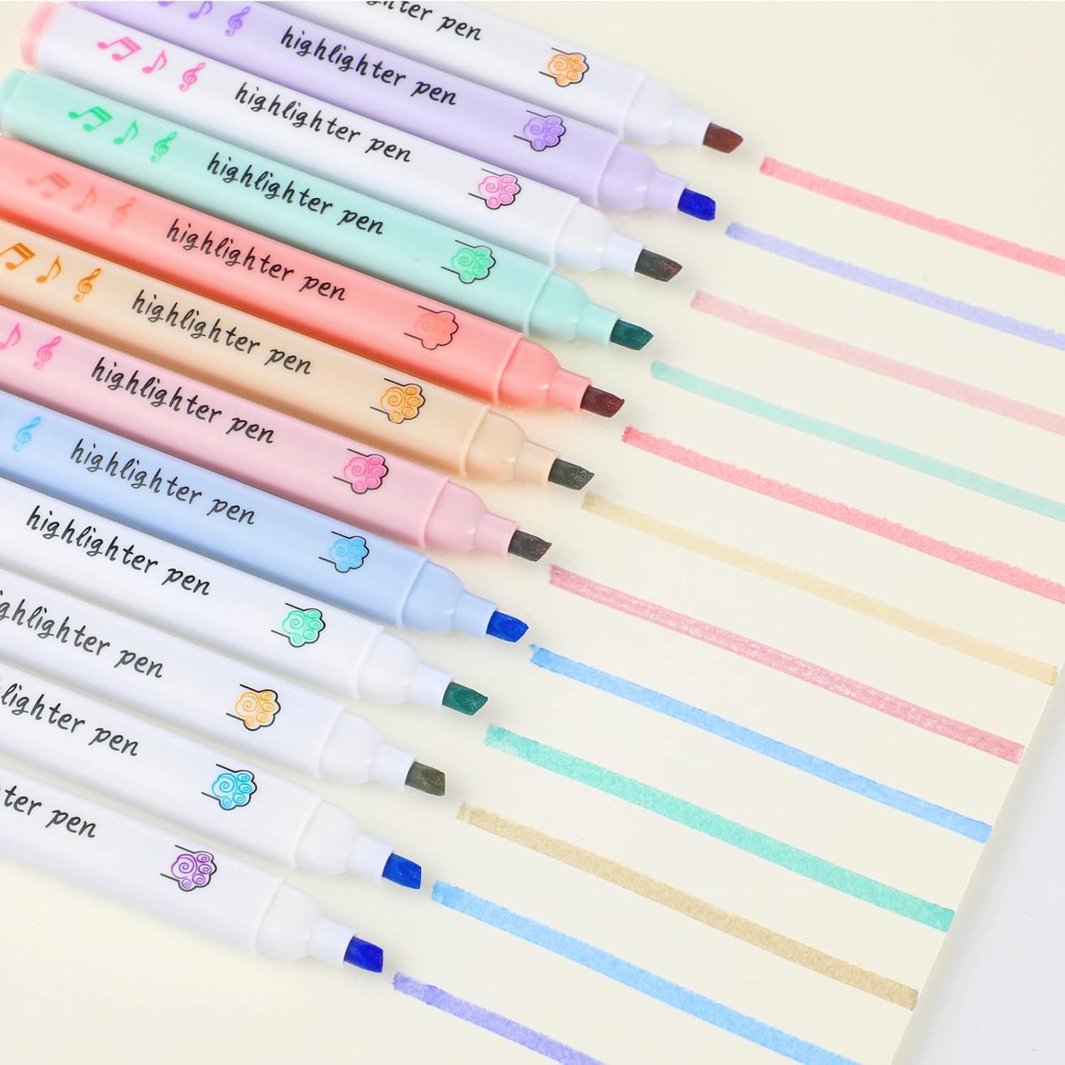 UCRAVO Cute Cat Paw Highlighter Set 6 PCS Single Tip Pastel Highlighter Pens Kawaii Aesthetic Stationery for Students Girls Kids Mild No Bleed Marker for School Supplies,Art Supplies Gift Set