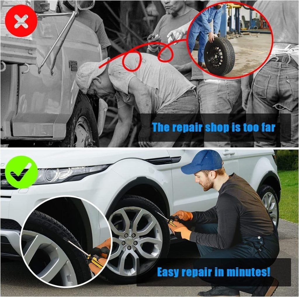 UCRAVO 20Pcs Tire Repair Nails, Car Vacuum Tire Repair Rubber Nails Kit, Self-Service Tire Repair Nail, Quick Puncture Repair Tools, Suitable for car, Motorcycle, ATV, Truck, Tire Puncture Repair