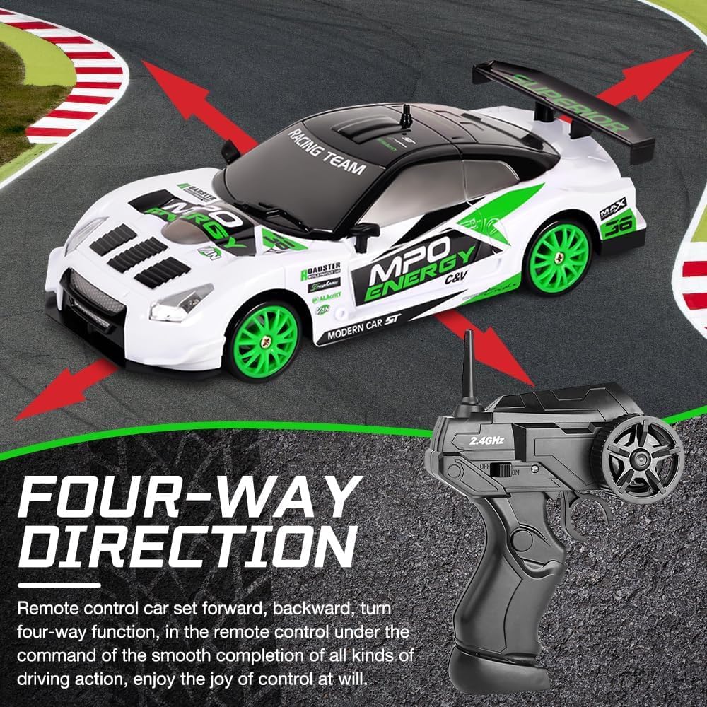 UCRAVO 4WD RC Drift Car for Kids & Adults – High Speed Remote Control Car 2.4GHz, Rechargeable Battery, Racing Drift Car with LED Lights, Toy Car Gift for Boys Girls Age 6 7 8 9 10 11 12+ Years
