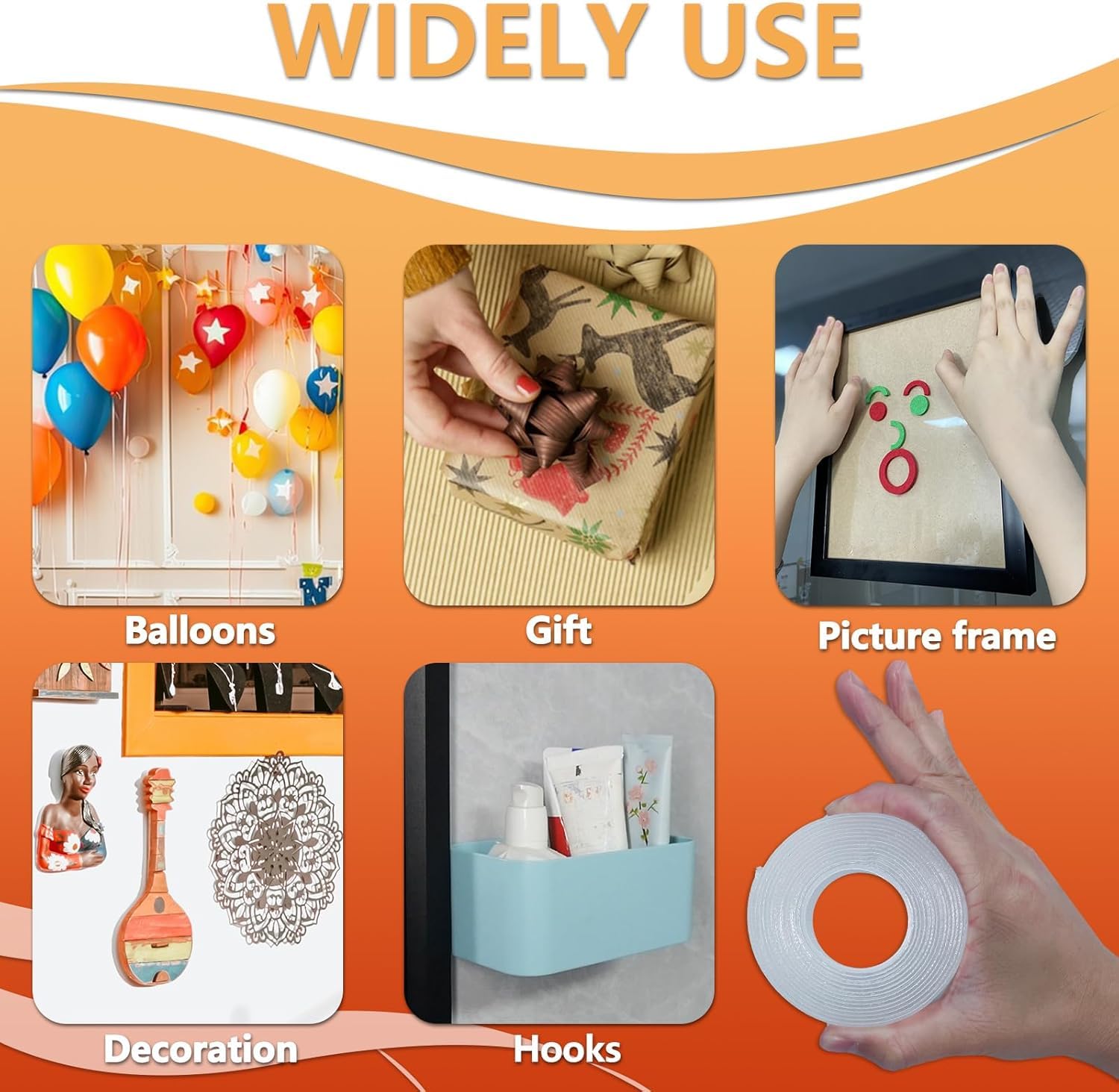 UCRAVO Gen.2 Extra Heavy Duty Double Sided Grid Grip Tape 3 Meter Reusable Multipurpose Adhesive Strip |Transparent, Removable, Washable, Traceless Wall Mounting Tape Strong Sticky Silicone Grip Tape