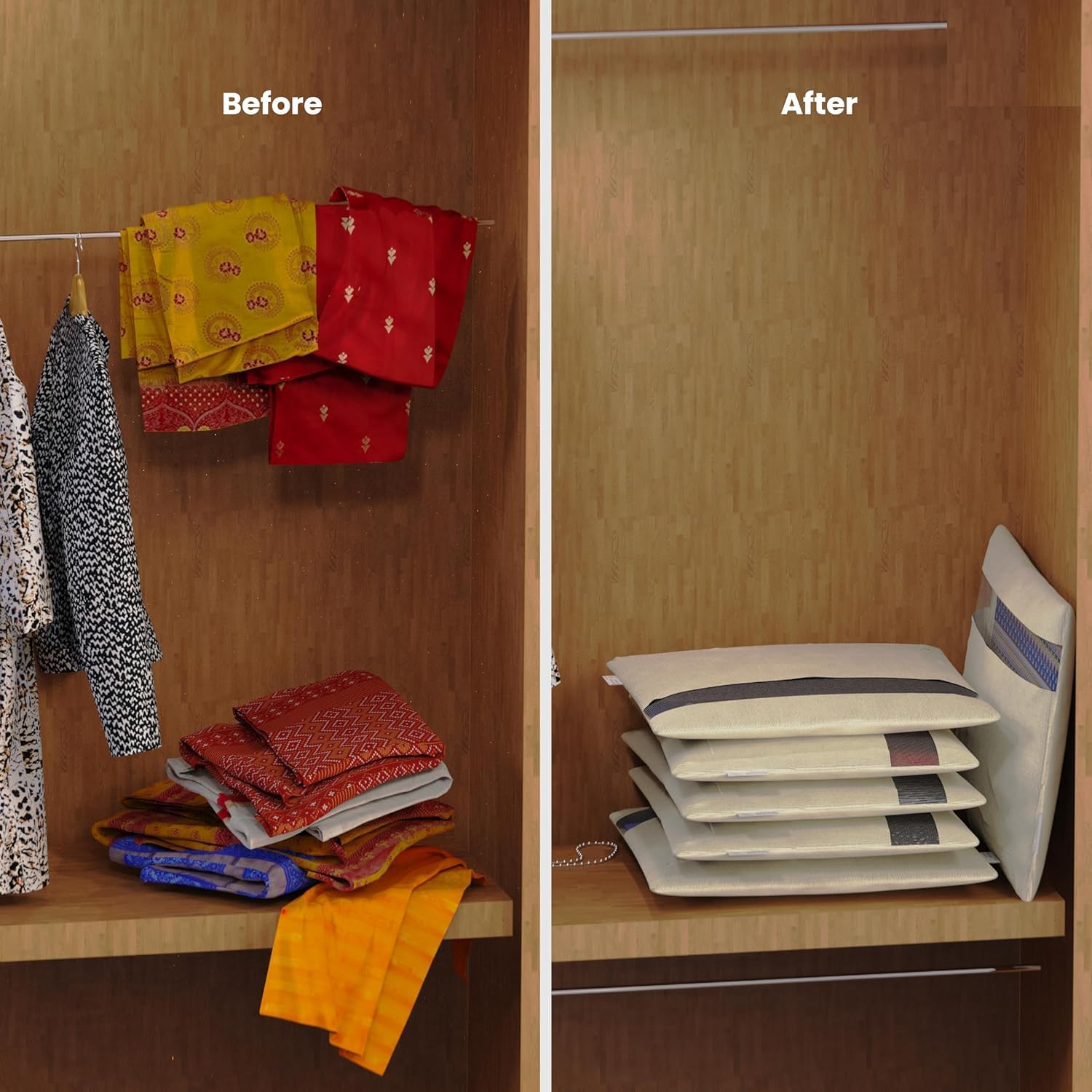 UCRAVO Pack of 6 Saree Bags Single Packing Saree Cover with Zipper Clothes Bags for Storage Mesh Window Cloth Storage Bags Set | Clothes Bags and Wardrobe Organizer with Transparent mesh window Set