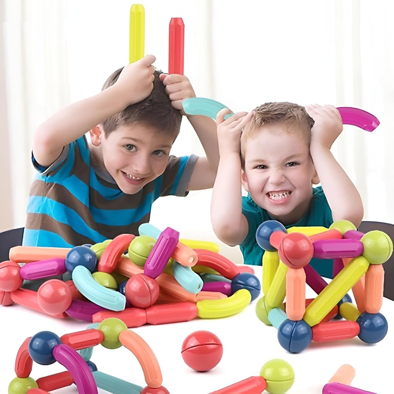 UCRAVO 36 PCS Magnetic Sticks & Balls Building Set for Kids–Colorful STEM Construction Toy,Creative Educational Learning Game for Boys,Girls,DIY 3D Shapes and Structures Building Blocks for Toddlers