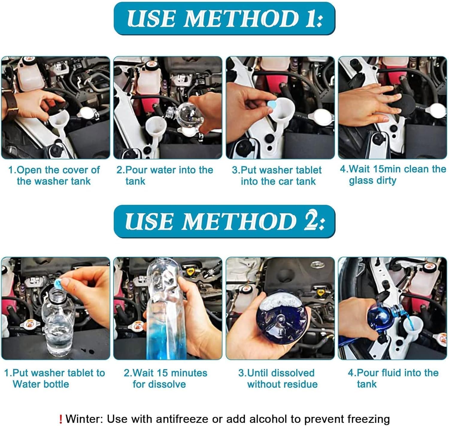 UCRAVO 30 Pcs Screenwash Tablets, Screen Wash Tablets, Screenwash, Screen Wash for Cars, Car Screenwash, Windscreen Washer Tablets, Concentrated Solid Tablets, Wiper Cleaning Tablets for Car Window