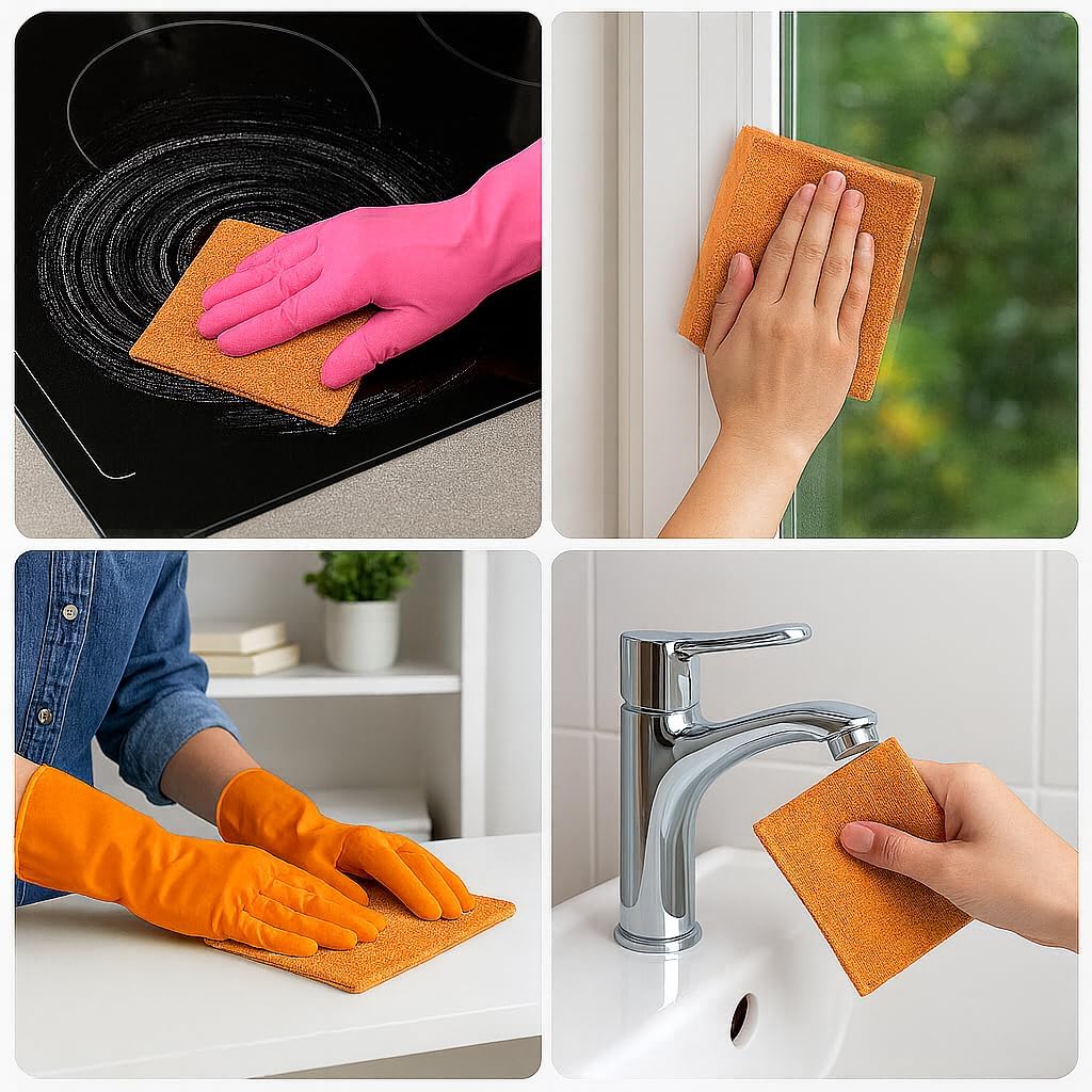 NESTVORA Reusable Microfiber Cleaning Cloth (1 ROLL, 50 Sheet, Orange), Home Reusable Towel, Micro Fiber Cleaning Cloth for Kitchen, Kitchen Cleaning Towel, Cleaning Wipes Roll