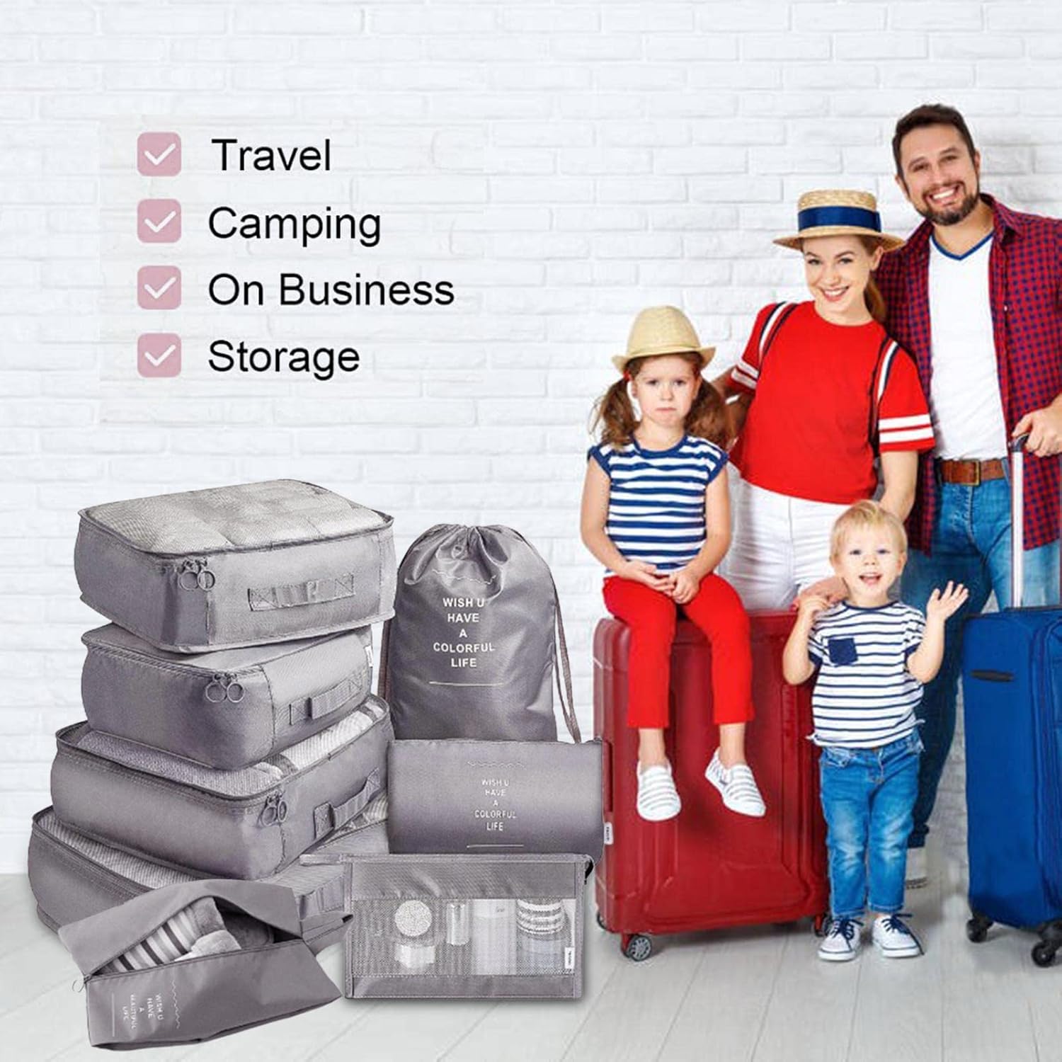 Ucravo Packing Cubes for Suitcases,7 Pcs Travel Luggage Organiser Bags,waterproof Packing Cubes for Backpack Suitcase,travel Essentials Bag Compression Storage Bags,travelling Accessories(grey)