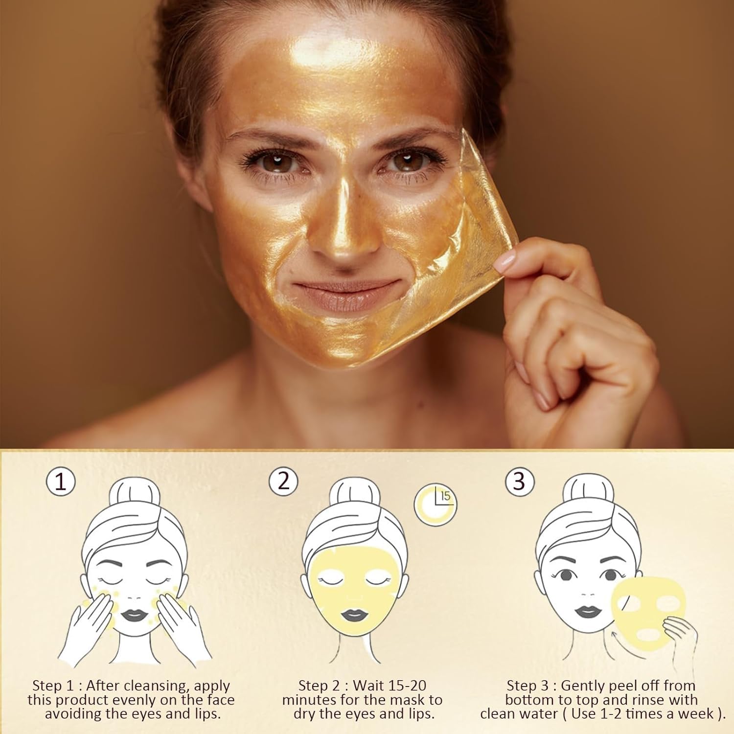 UCRAVO Retinol Gold Face Mask Sheet Deep Hydration Anti Aging Facial Mask for Women & Men Firming Wrinkle Repair,Brightening Skin Tone, Moisturizing Gold Treatment Mask for Glowing Radiant Skin Care