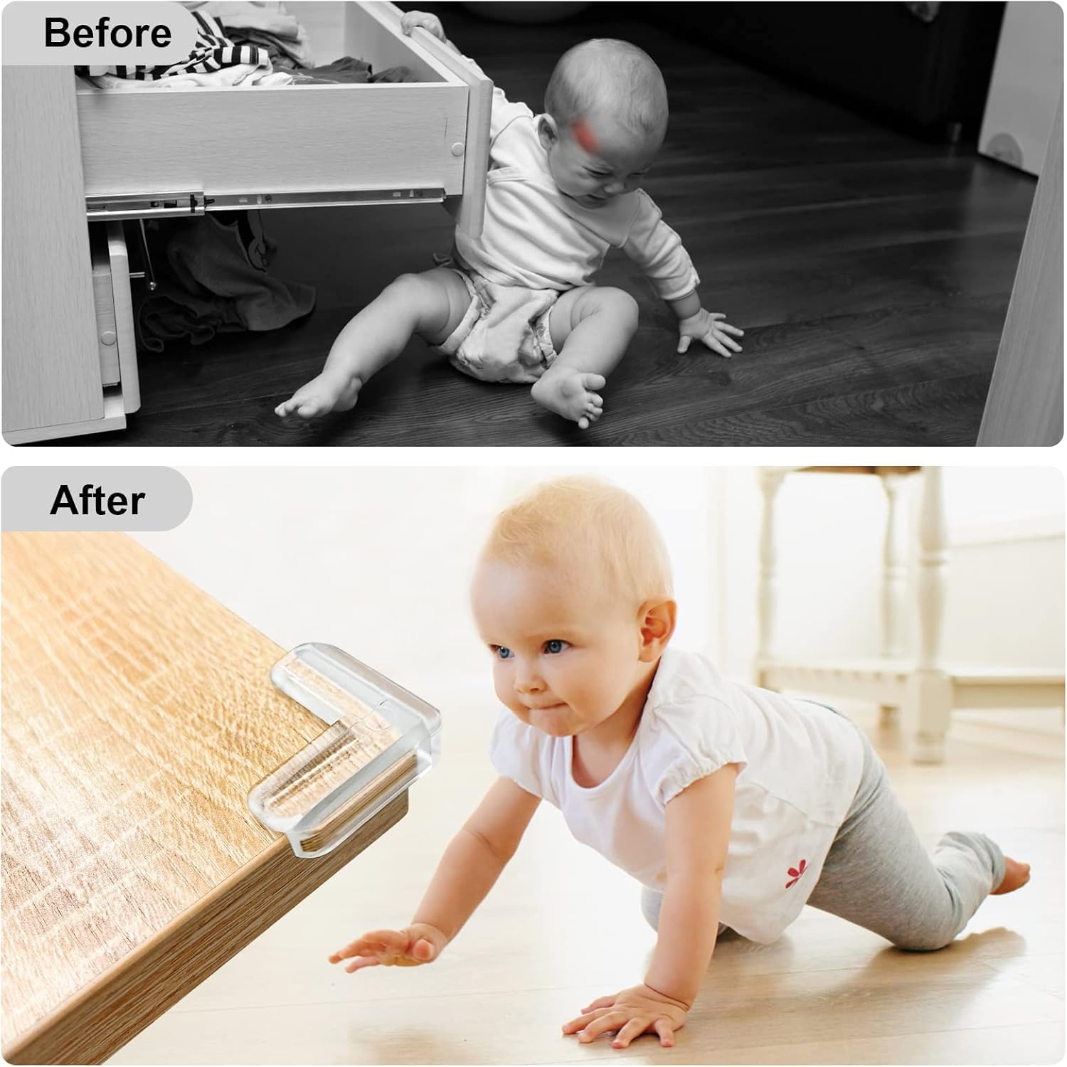 UCRAVO 8 pcs Brown Baby Safety Table Corner Protectors, Furniture Corner and Edge Safety Bumpers, Soft Rubber Foam Cushion Covers, 3M Taped Corner Guards, Baby Child Proofing Pads Rubber Corners