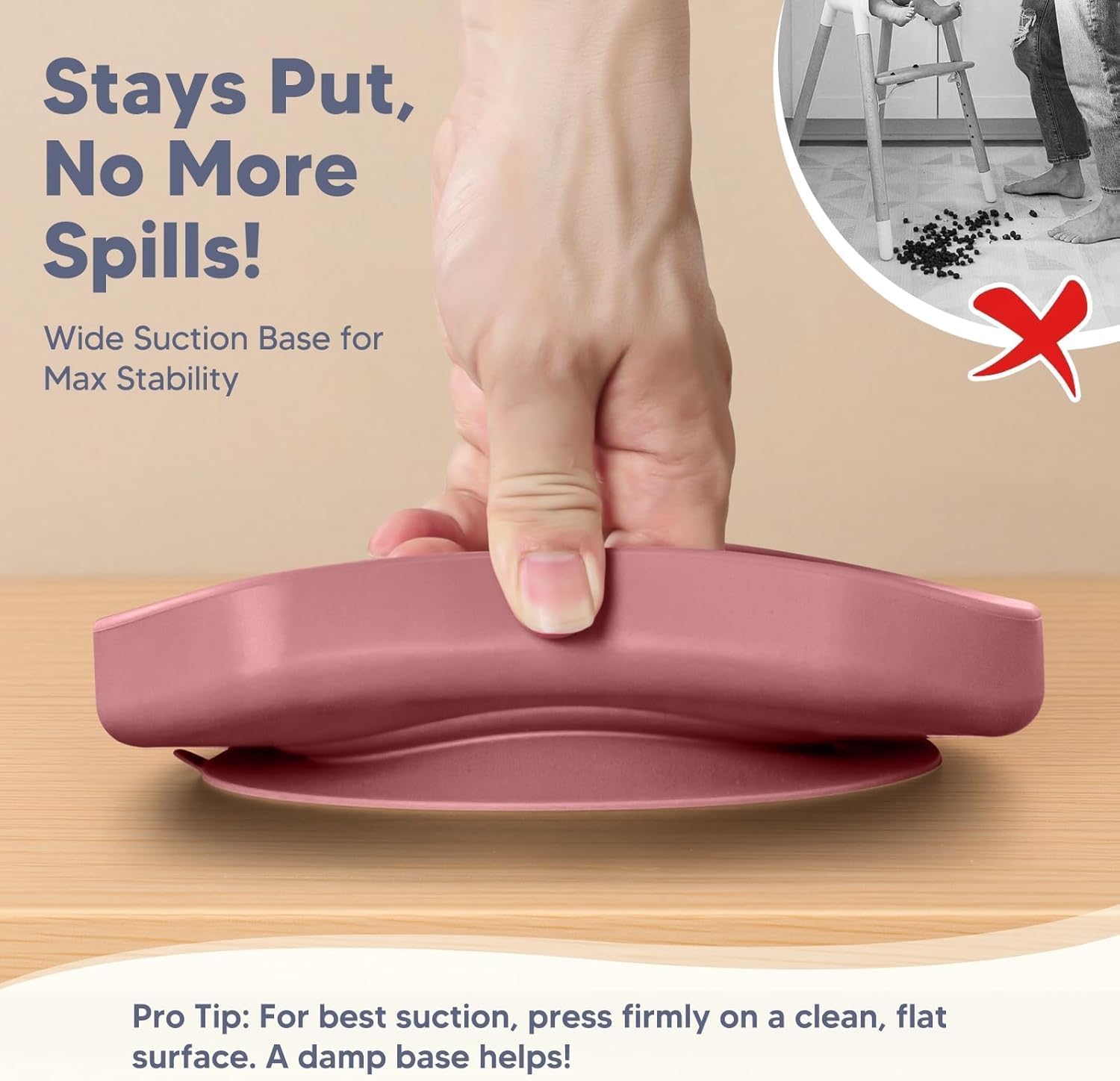 UCRAVO Baby Silicone Feeding Set 6 PCS – Pink Baby Girl Weaning Kit with Suction Bowl, Section Plate, Soft Silicone Bib, Sippy Cup with Handles, Spoon & Fork | Infant & Toddler Feeding Essentials