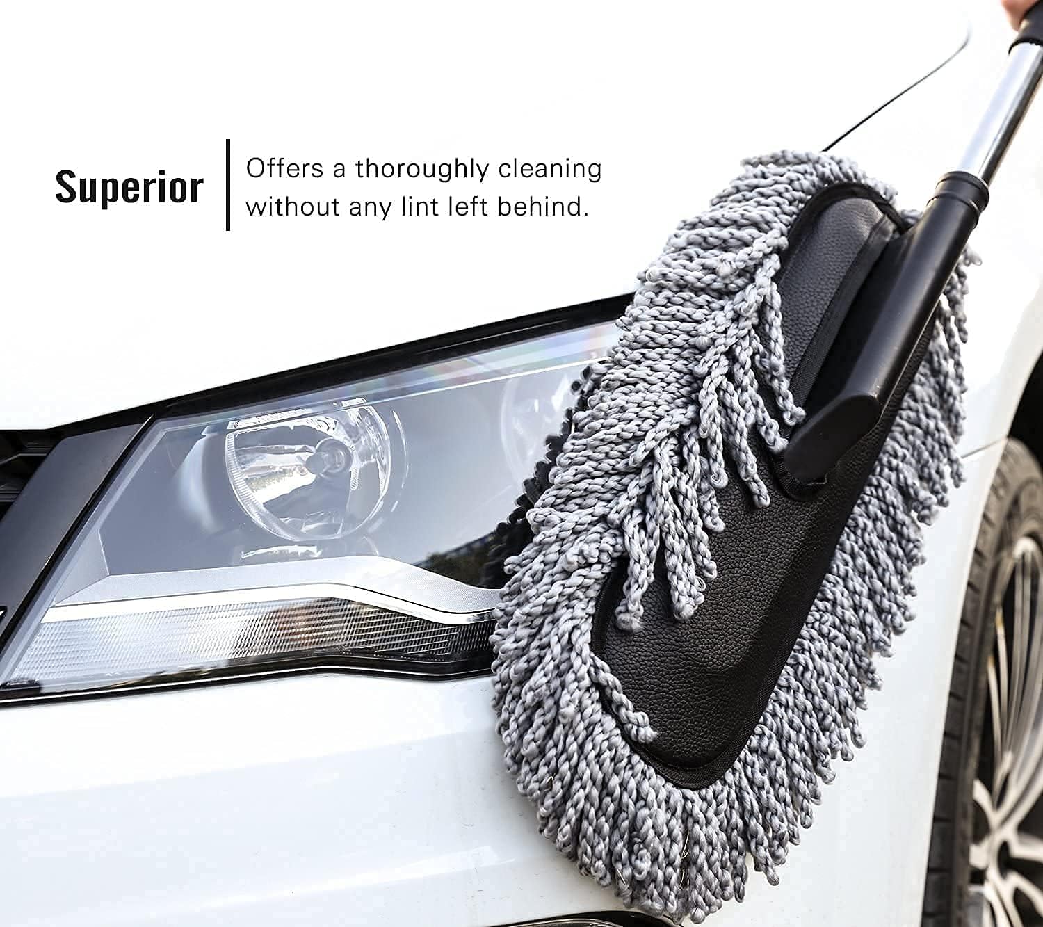 UCRAVO 2 PCS Microfiber Car Duster, Microfiber Car Duster Exterior Scratch Free, car Accessories, Washable Car Brush Duster Extendable Interior, Dust Cleaning Tool (Small+Big)