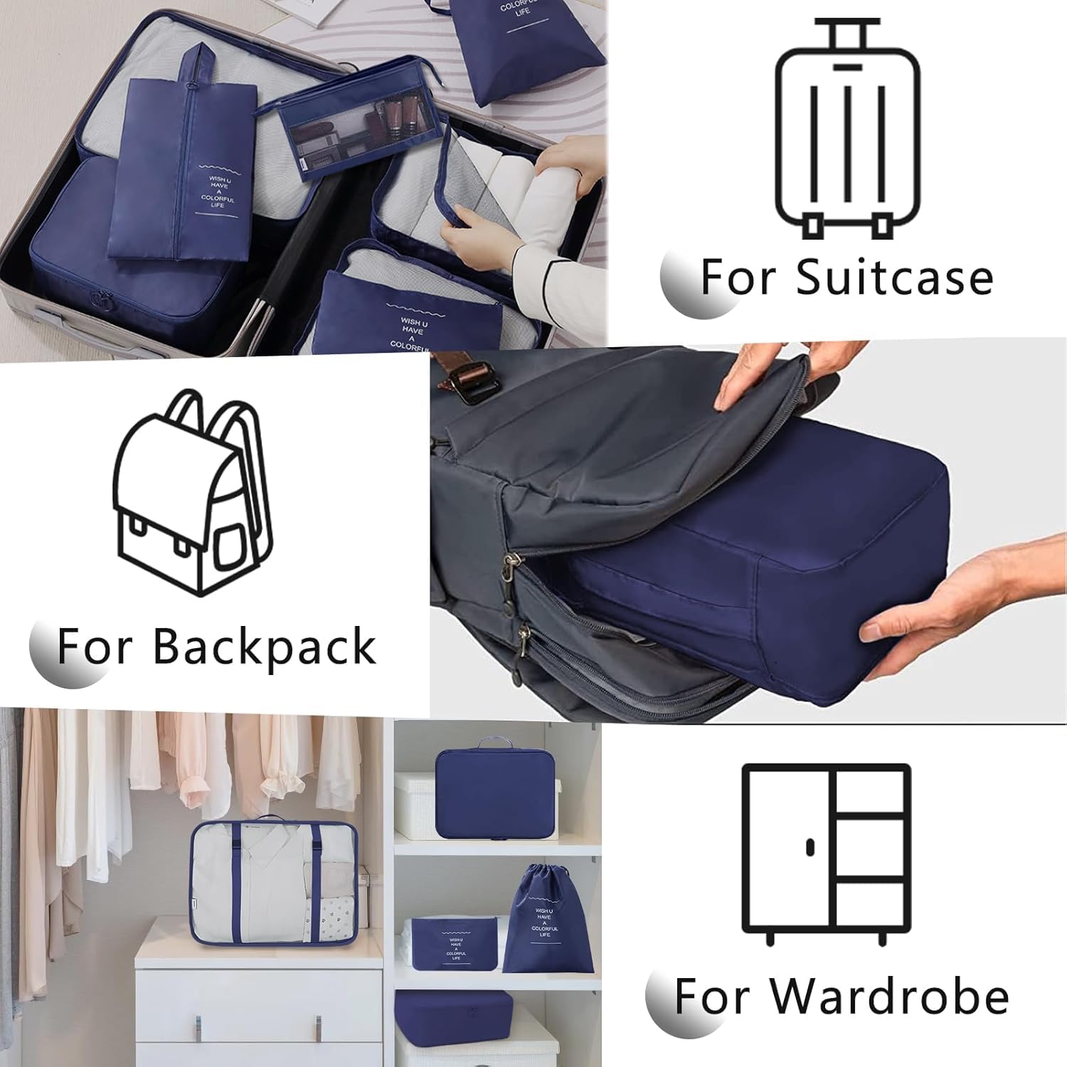 Ucravo Packing Cubes for Suitcases,7 Pcs Travel Luggage Organiser Bags,waterproof Packing Cubes for Backpack Suitcase,travel Essentials Bag Compression Storage Bags,travelling Accessories(grey)