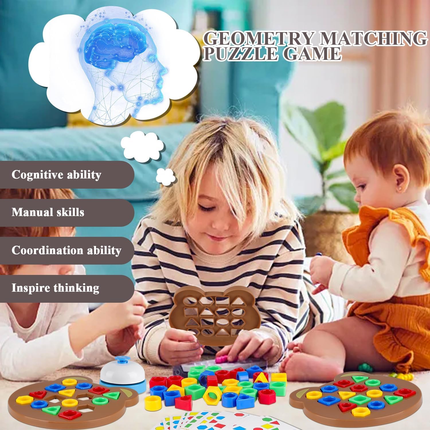 UCRAVO Toys for Children to Learn Shape, Shape Matching Game, Shape Adjustment Game, Colour Sensory Learning Toy, Shape Matching Puzzle Game, Puzzle Game, Montessori Toys Sensory Learning Toy