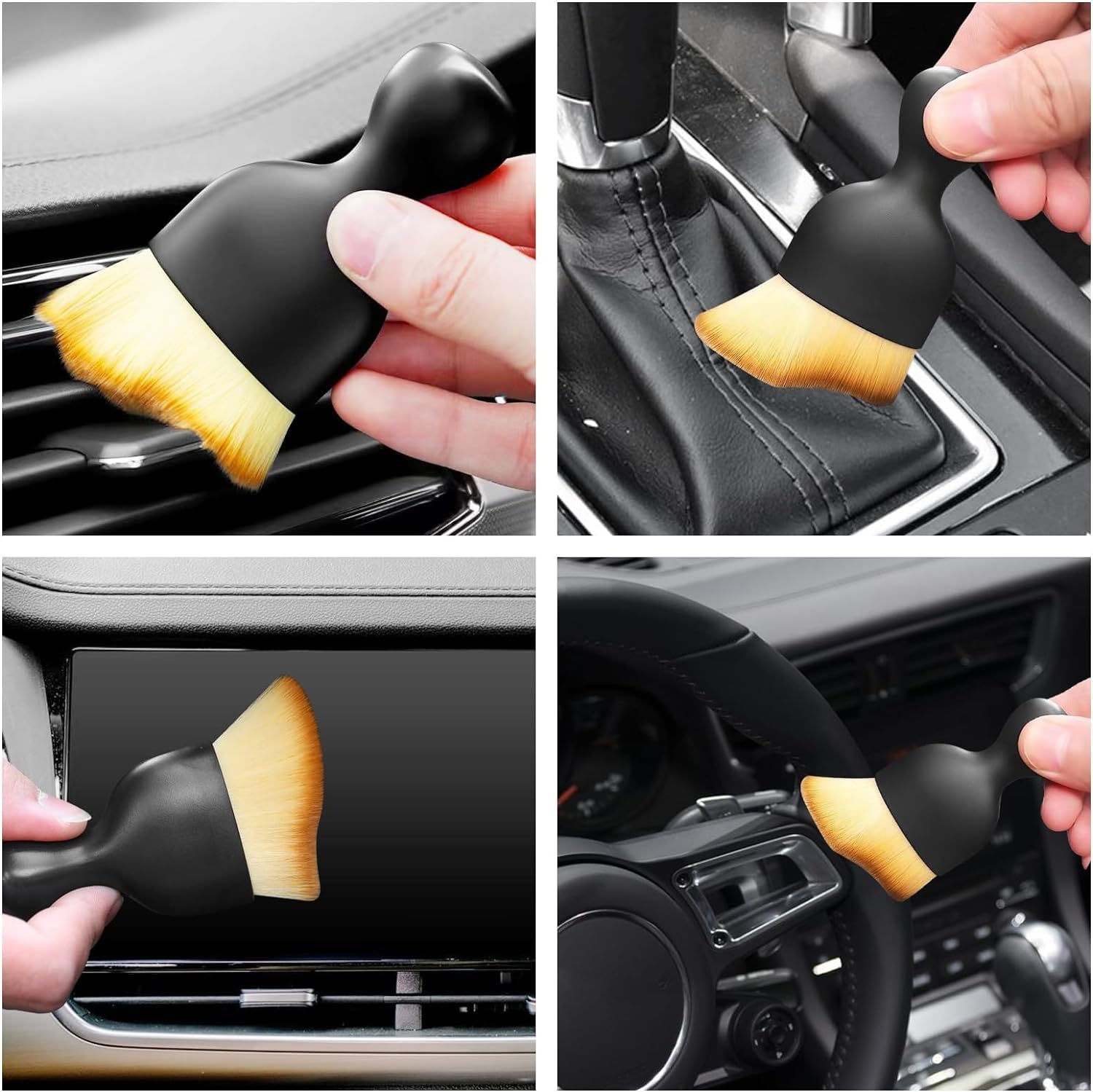 Brush Mini Car Cleaning Brush with Handle and Dust Cover, Car Interior Dust Brush, Car Duster Brushes, Auto Interior Soft Bristles Cleaning Brush Dusting Tool for Car, Home, Office, Keyboard (Brush 1)