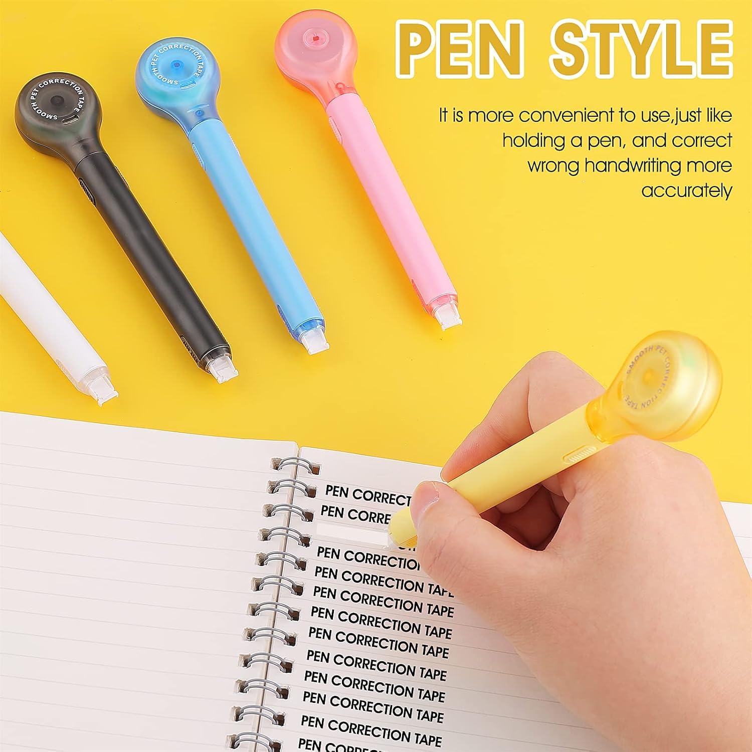 UCRAVO White Out Pens 2PCS, Correction Tape Pens for Office, School, Home, Quick Drying Eraser Tape,Pen-Shaped Comfortable Grip,Smooth & Precise Writing Correction Tool for Notebooks and All Supplies