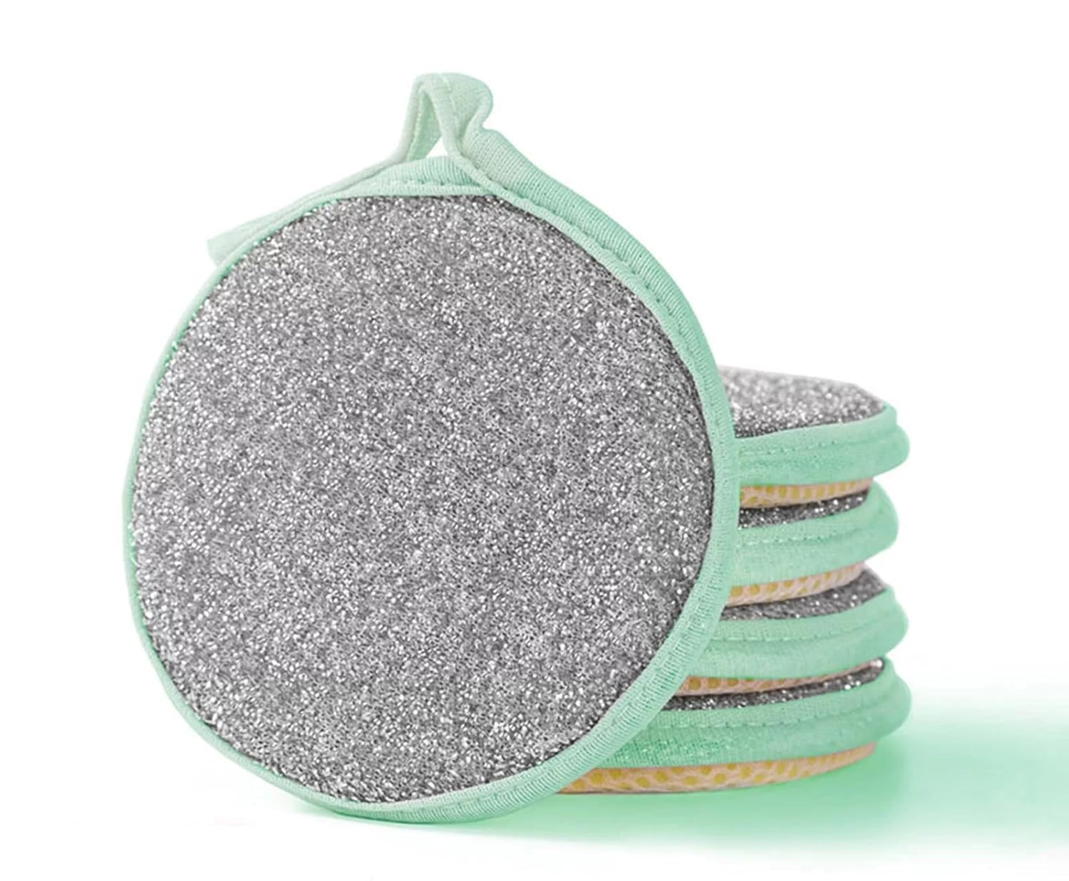 UCRAVO 5PS Dish Sponges, Double Sided Non-Scratch Scrub Cleaning Sponges, Rough Scrubbers Side for Non-Stick Cookware, Soft Microfiber Scrub for Dishes, Household Cleaning Tools for Kitchen Bathroom
