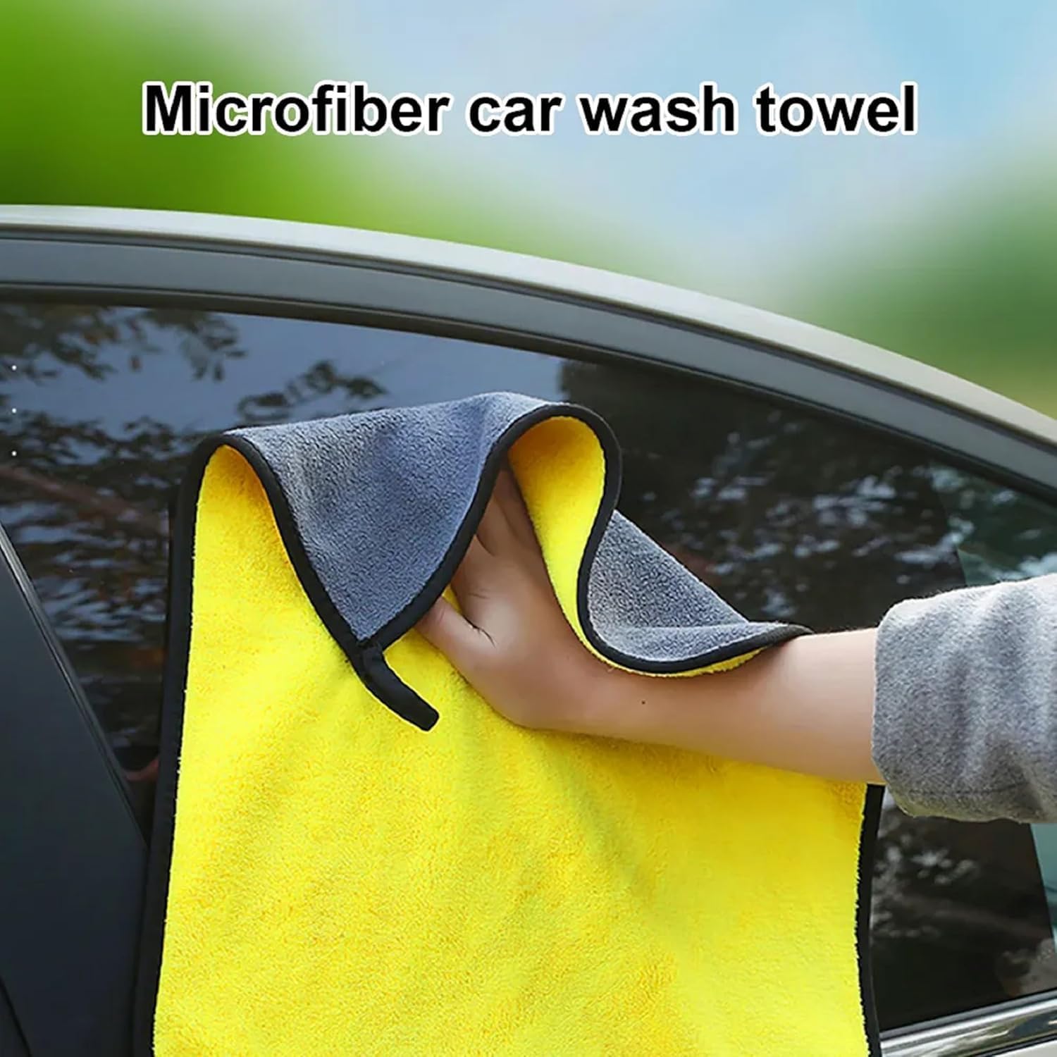 UCRAVO 3pcs (30cm x 30 cm) Car Accessices Microfiber Cleaning Cloth, Extra Thick Microfiber Towel Absorbent Dust Cloths, Multi-Purpose Cloths for Car, Bike Cleaning, Household Cleaning