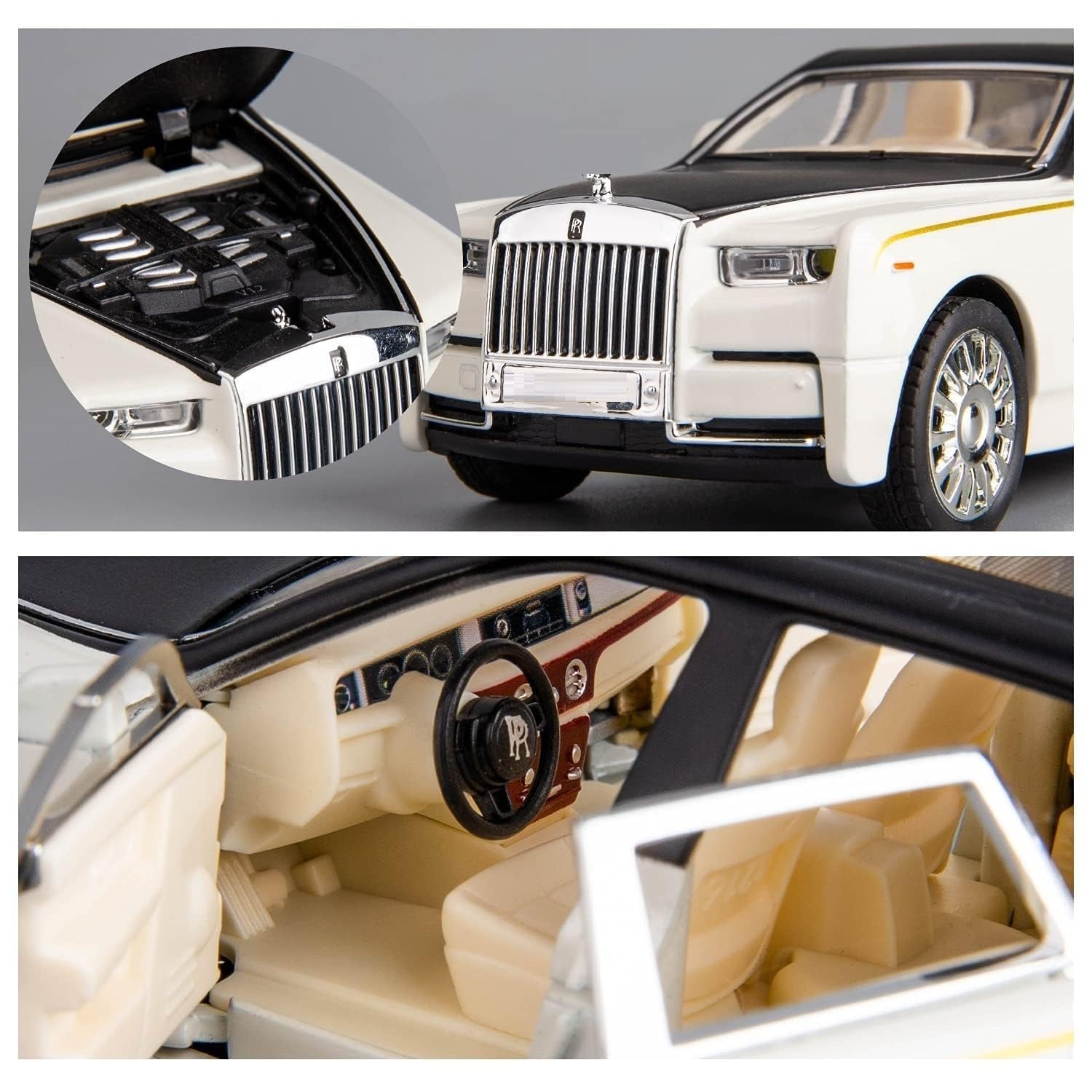 UCRAVO Luxury Die Cast Car Model 1:24 Scale | Premium Metal Toy Car with Openable Doors, Bonnet & Trunk | Pull Back Car with Realistic Interior | Collectible Showpiece Car Model for Kids Adults
