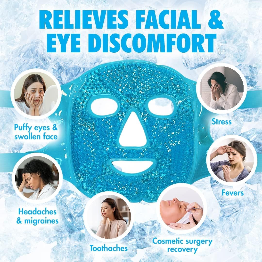 UCRAVO Ice Face Mask Cold Face Eye Mask,Reduce Puffiness, Bags Under Eyes, Puffy Dark Circles,Face SPA for Woman Sleeping, Pressure, Headaches, Skin Care Gel Beads Hot Heat Cold Compress Pack
