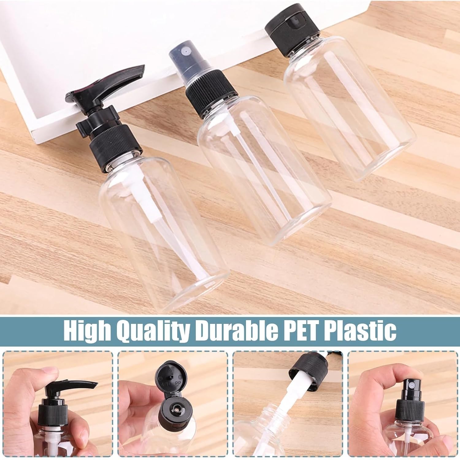 UCRAVO 10 PCS Refillable Travel Bottles for Filling, Set Travel Bottles for Shampoo,Conditioner, Shower Gel, Leak-Proof, Travel Size Containers BPA Free Leakproof Refillable Airplane Travel Accessories