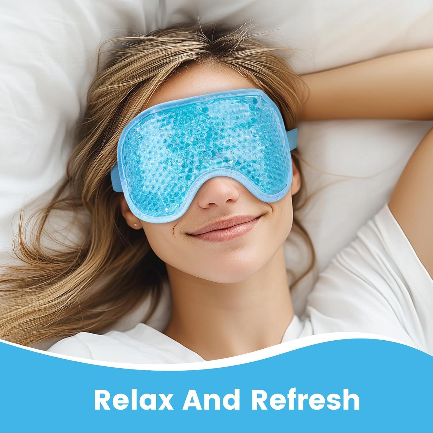 UCRAVO Cooling Eye Gel Mask for Dark Circles, Puffy Eyes, Dry Eyes, Pain Relief & Redness | Reusable Cold Compress Ice Eye Mask for Relaxation, Stress Relief, Eye Patches for Men & Women