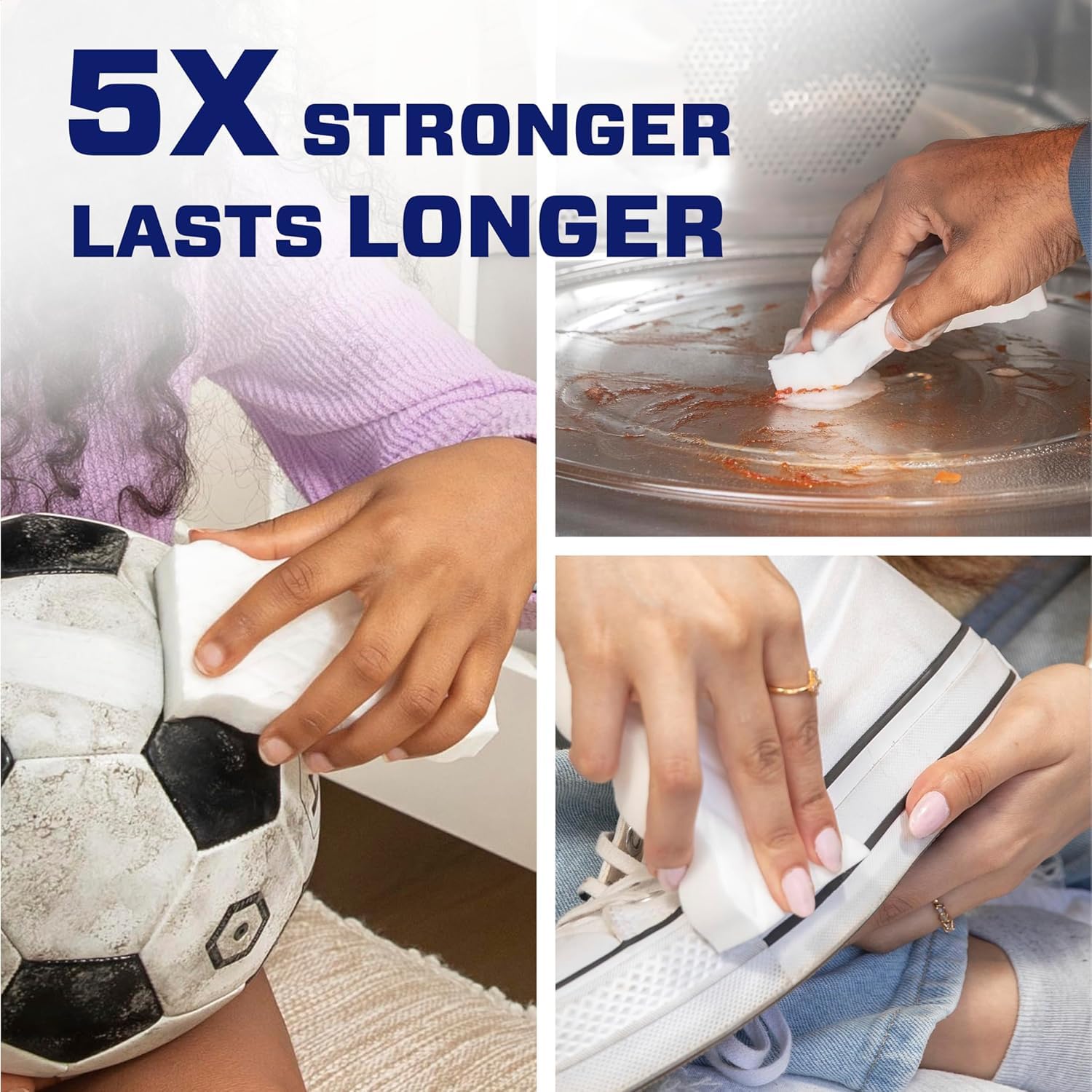 UCRAVO Magic Eraser Cleaning Sponge Pack of 6 No Scratch Multi-Surface 4X Stronger Removes 100+ Tough Stains Long Lasting Just Add Water, Kitchen Accessories Items for Home, Bathroom & Switch Boards