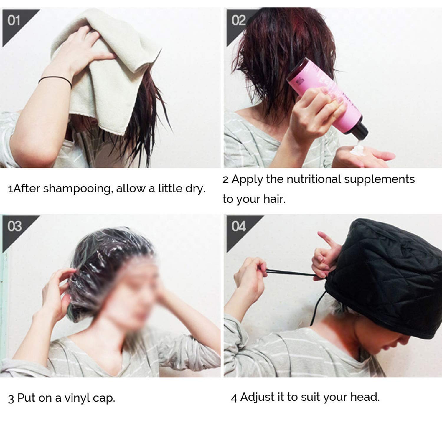 UCRAVO Hair Spa Cap for Deep Conditioning, Pink Thermal Steamer Head Cap for Hair Treatment at Home, Adjustable Heat Hair Mask Cap for Dry Damaged Hair, Frizz Repair & Hair Care Steaming