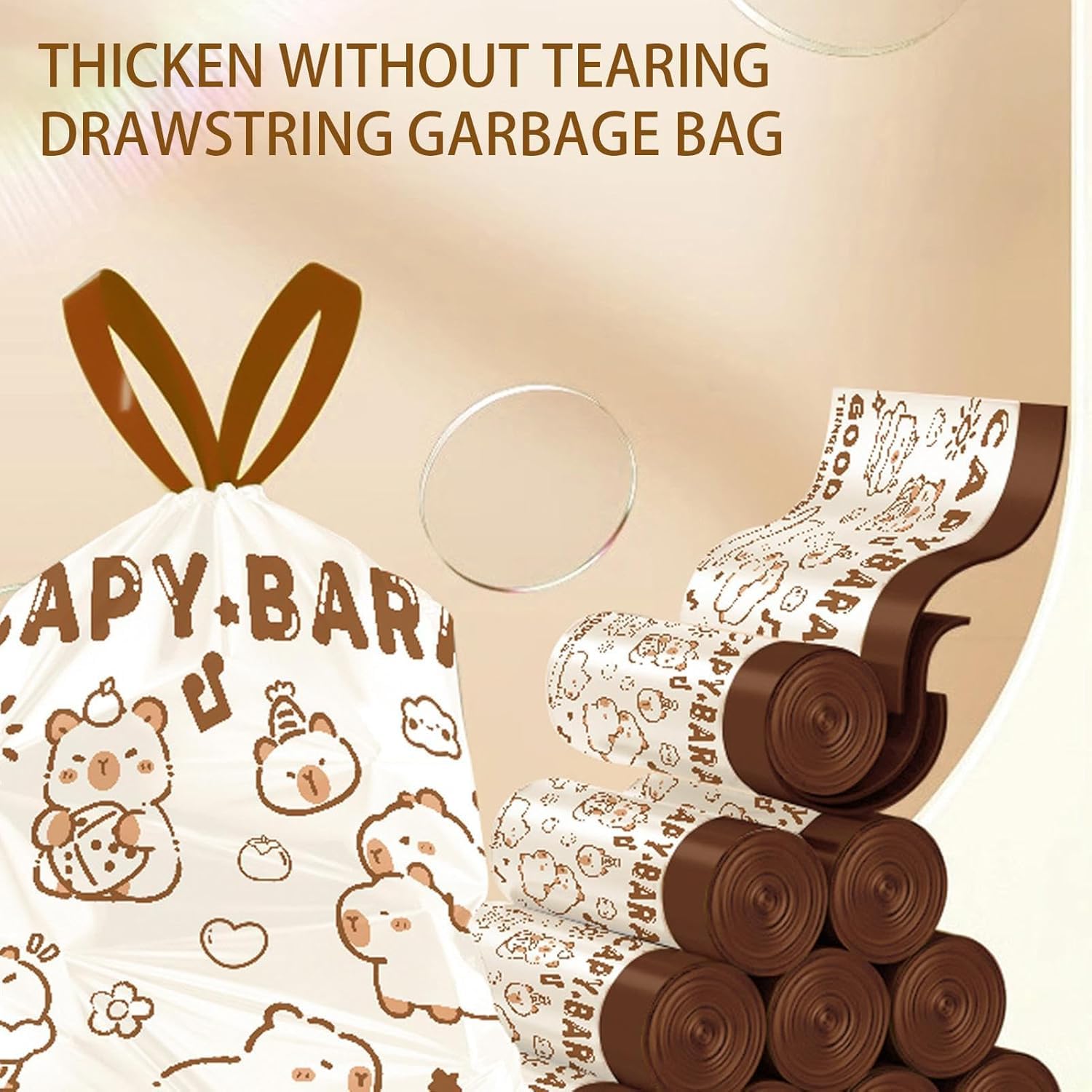 UCRAVO Capybara Garbage Bags Roll Pack of 2 (80 Bags Total), Strong Disposable Dustbin Bags for Kitchen, Bathroom, Office, Home Cleaning | Leak Proof, Tear Resistant Trash Bags for Wet & Dry Waste