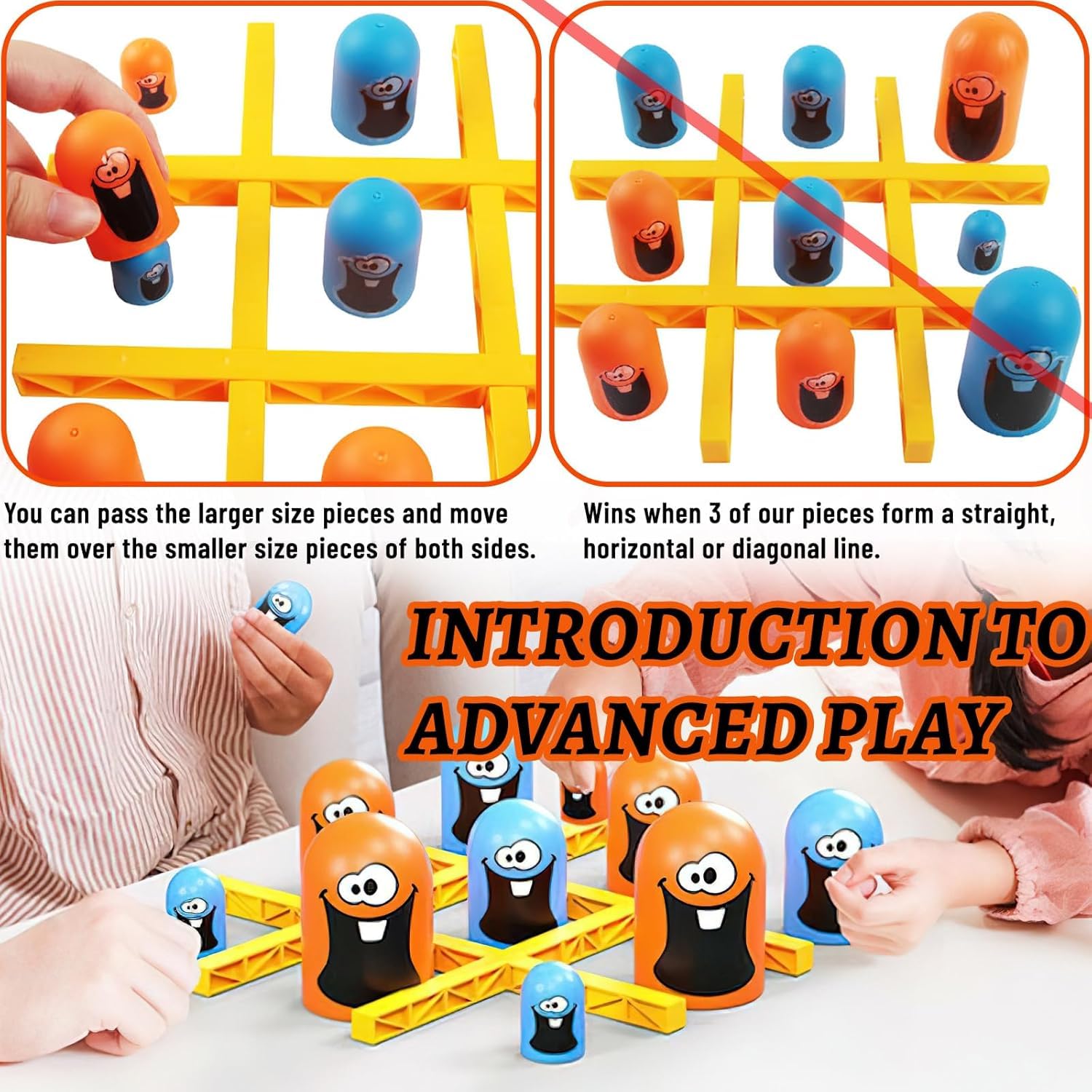 UCRAVO 3D Gobble Game Tic Tac Toe Game,Gobblet Gobbler Strategy Board Game,Head-to-Head Brain Game,Family Games,Easter Party Activities,Party Favors for Kids 3+ Age,Learning Toy for Kids & Families