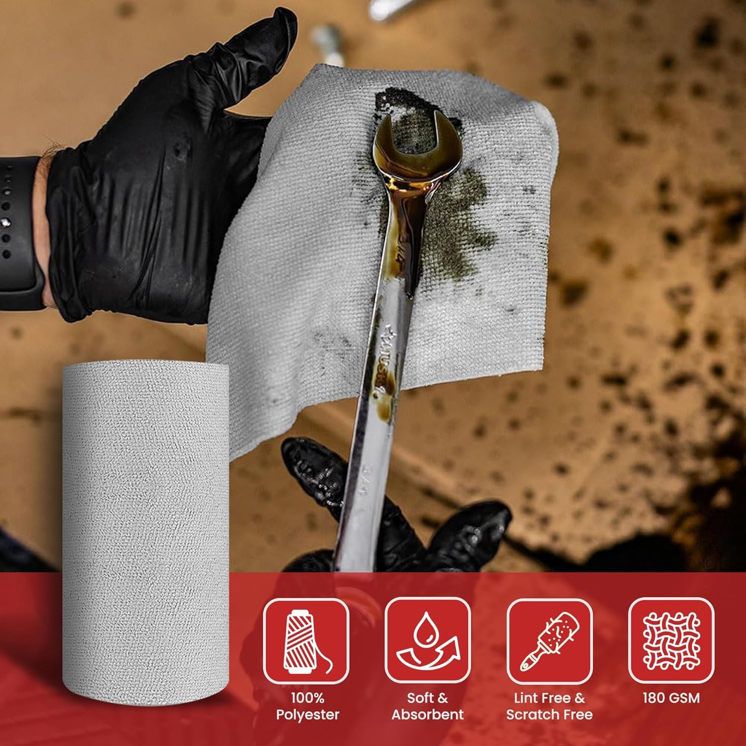 UCRAVO 20pcs Tearable Microfiber Roll Cleaning Cloth, Reusable Washable Sheets, Highly Absorbent Lint Free Car Cleaning Cloth, Multi-Purpose for Bike, Auto, Interior & Exterior Towels for All Vehicles