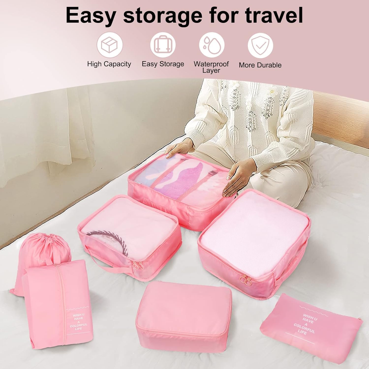 Ucravo Packing Cubes for Suitcases,7 Pcs Travel Luggage Organiser Bags,waterproof Packing Cubes for Backpack Suitcase,travel Essentials Bag Compression Storage Bags,travelling Accessories(grey)