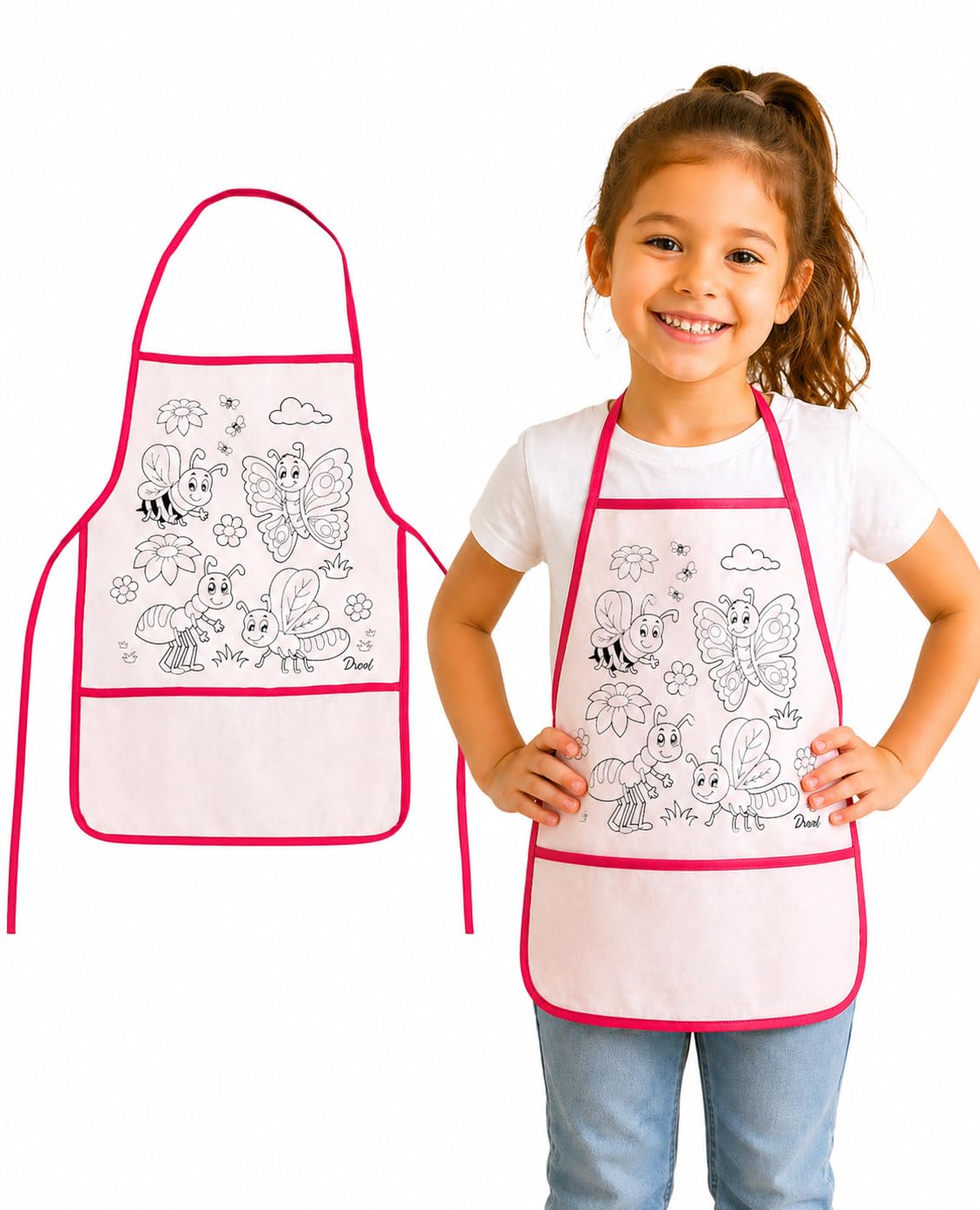 UCRAVO DIY Coloring Aprons for Kids Reusable Water Drawing Apron, Washable Painting Apron for Children Boys Girls, Art Craft Activity with Pocket, Mess-Free Creative Drawing Apron for School Home Use