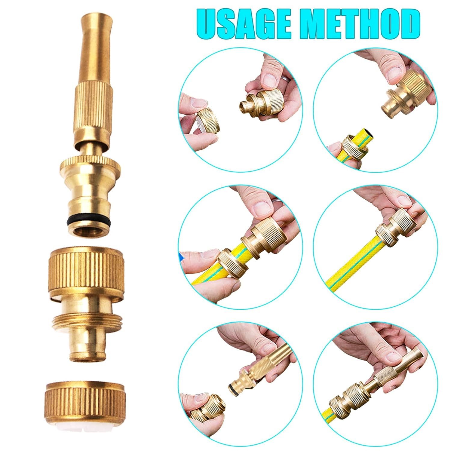 UCRAVO Water Spray Gun for Car Wash, Bike Washing, High Pressure Hose Nozzle, Adjustable Water Flow Jet Sprayer for Gardening, Home Cleaning, Multi-Purpose Brass Nozzle Spray Gun