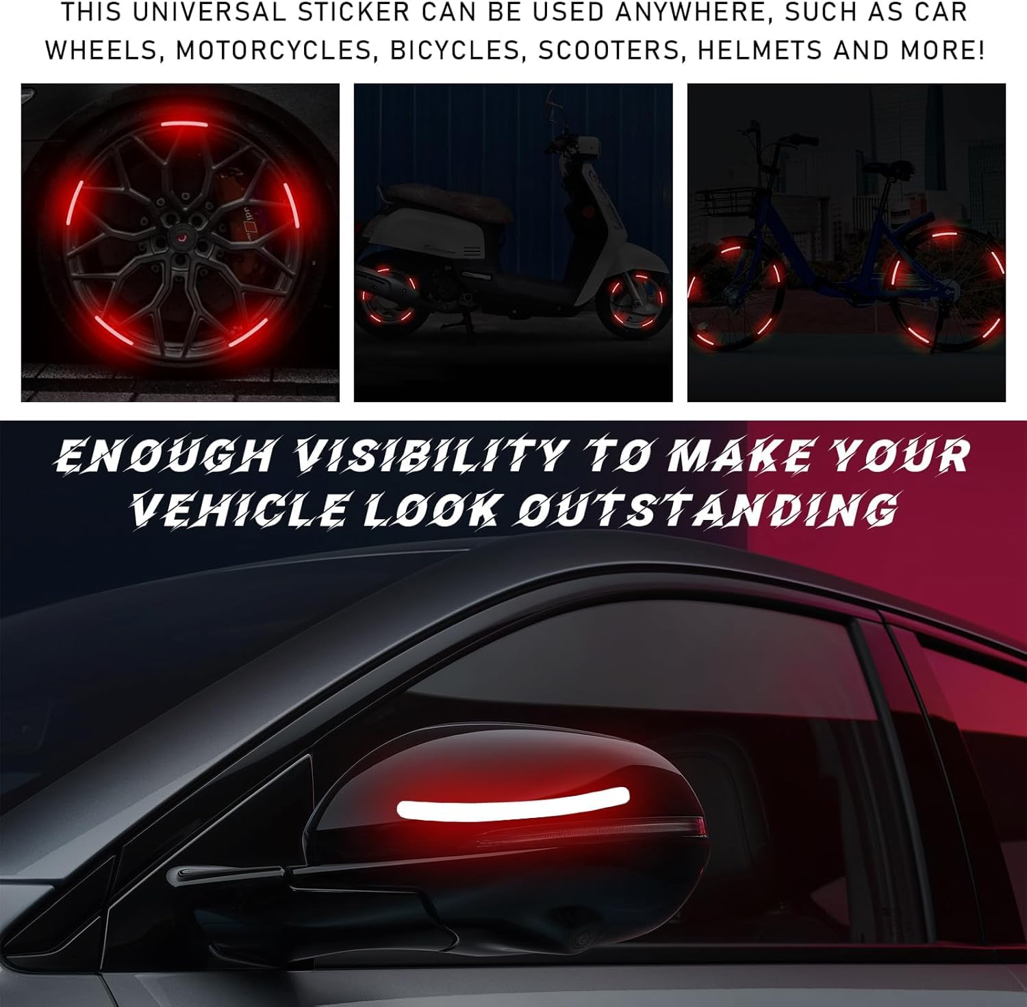 UCRAVO 20 PCS Car Reflective Strip, Wheel Rim Stickers, Decorative Rim Strip, Wheel Adhesive Strips Stickers, Night Safety Warning Car Sticker, Auto Exterior Decor Accessories for Vehicles  (multi car sticker)