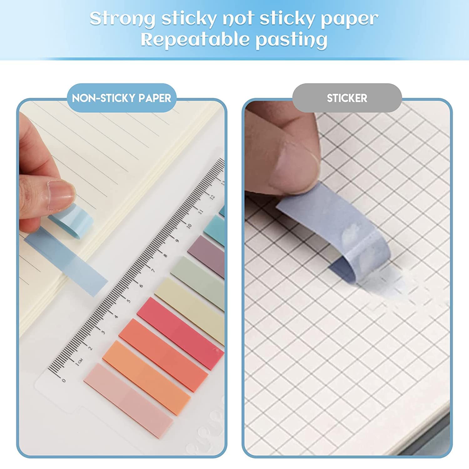 UCRAVO Sticky Tabs Transparent Sticky Notes Writable and Multifunctional Tabs with Ruler Reminder Tabs for Page Markers or Book Reading Notes Sorting Files,Self-Stick Notes (2)
