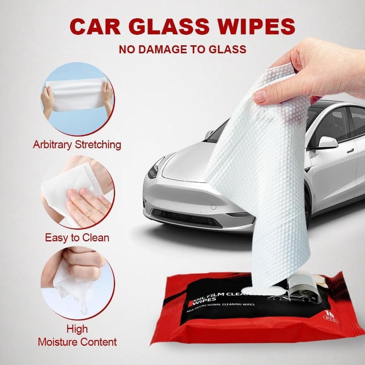 UCRAVO Car Glass Oil Film Cleaner Wipes – 40 PCS Car Window Glas Cleaner Wipes | Oil Film Remover for Windshield | Anti-Glare Water Stain Remover | Cars Glass Polish Wipe for Front & Rear Windows
