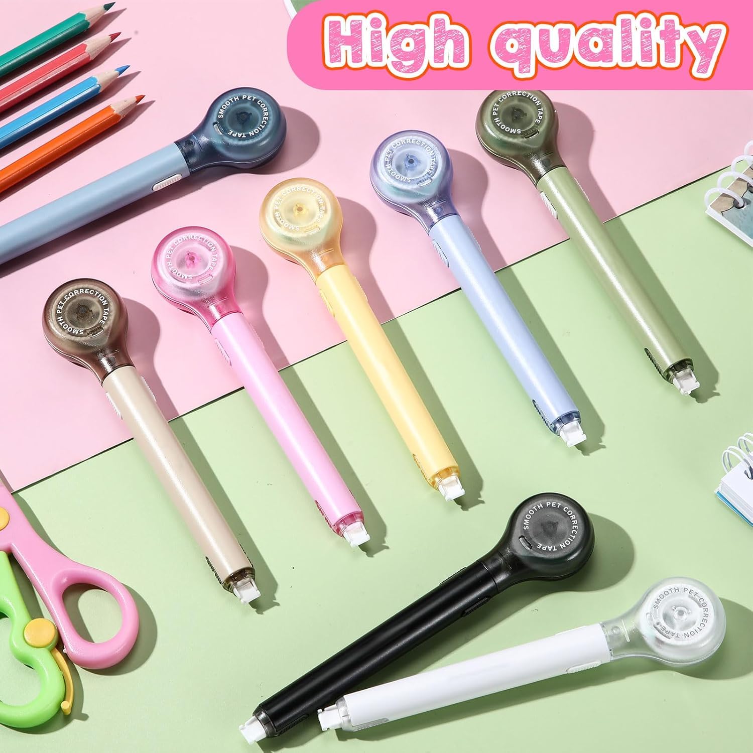 UCRAVO White Out Pens 2PCS, Correction Tape Pens for Office, School, Home, Quick Drying Eraser Tape,Pen-Shaped Comfortable Grip,Smooth & Precise Writing Correction Tool for Notebooks and All Supplies